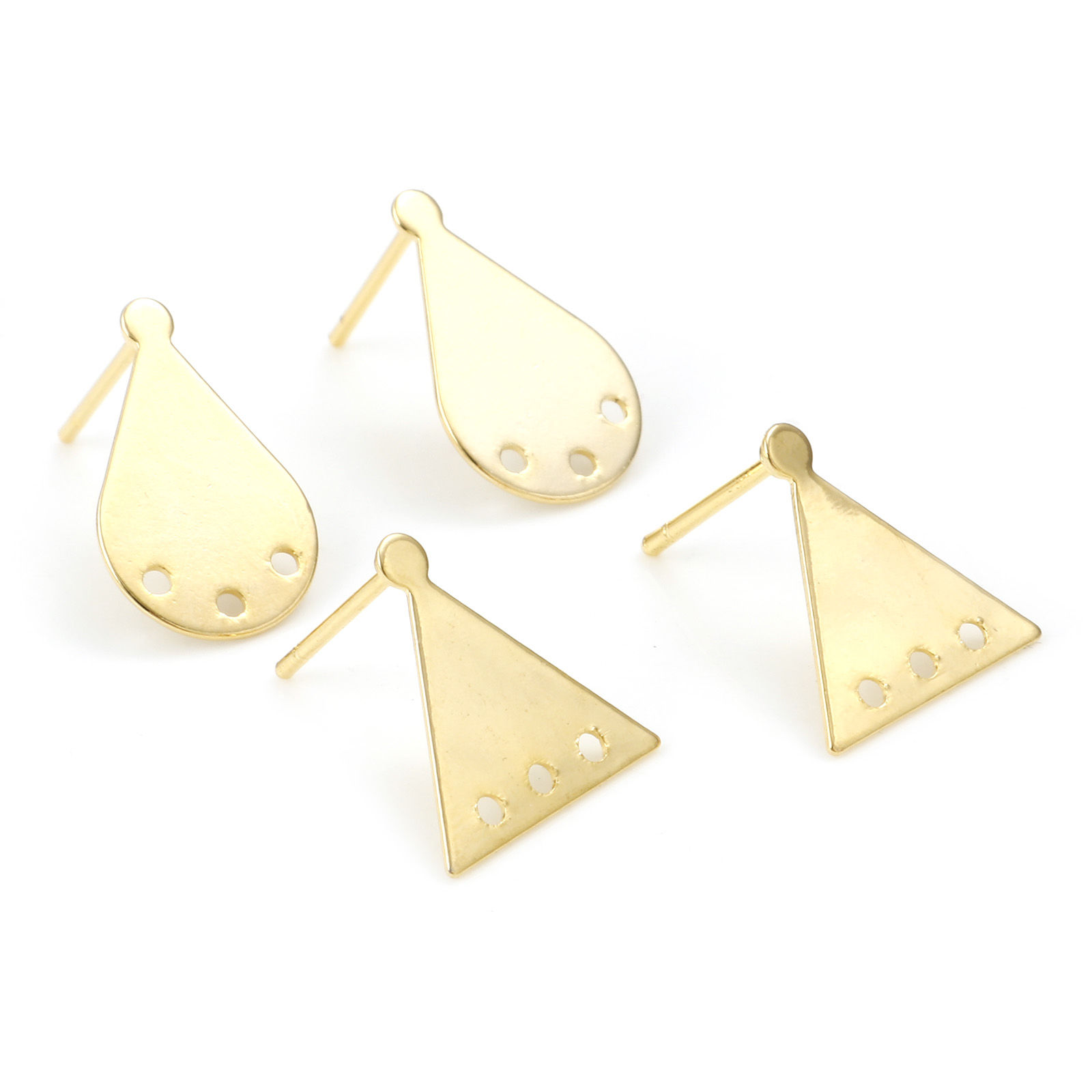 Bild von Messing Ohrringzubehör Echtgold plattiert Geometrie Message " M/Öse " Drahtstärke: 0,8mm, 4 Stück