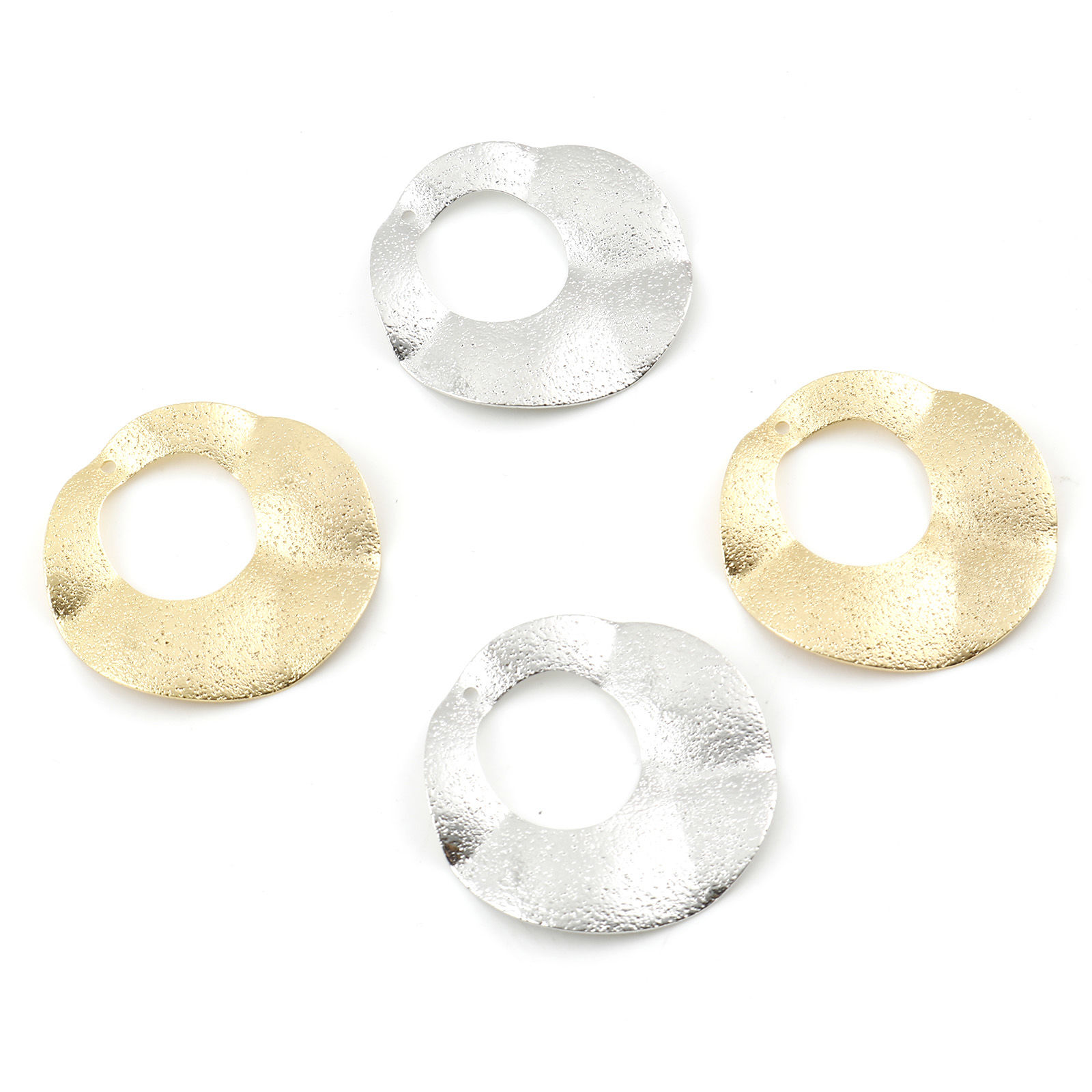 Imagen de Latón Colgantes Charms Ronda Oro Real Chapado Polvo Estelar 3.3cm x 3.3cm, 3 Unidades
