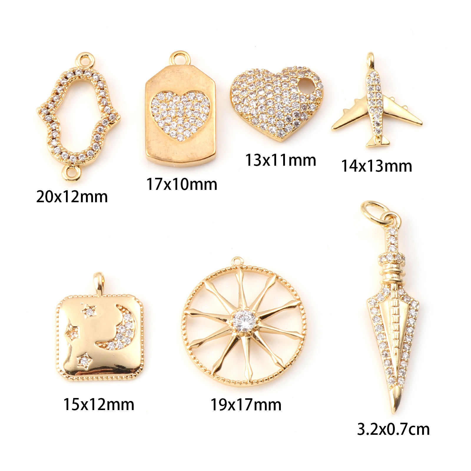 Immagine di Ottone Micro Intarsio Charms Vero Oro Placcato Trasparente Cubic Zirconiae