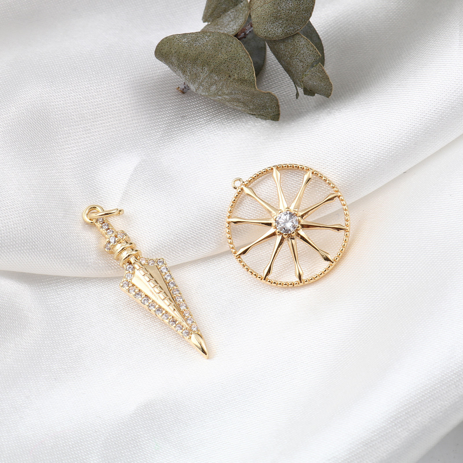 Immagine di Ottone Micro Intarsio Charms Vero Oro Placcato Trasparente Cubic Zirconiae