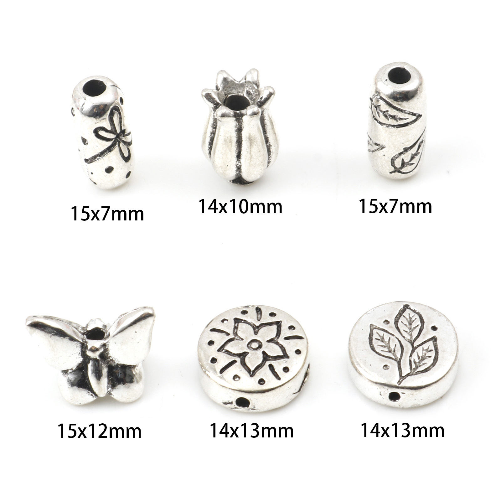 Picture of Zinc Based Alloy Spacer Beads Butterfly Animal Antique Silver Color Flower