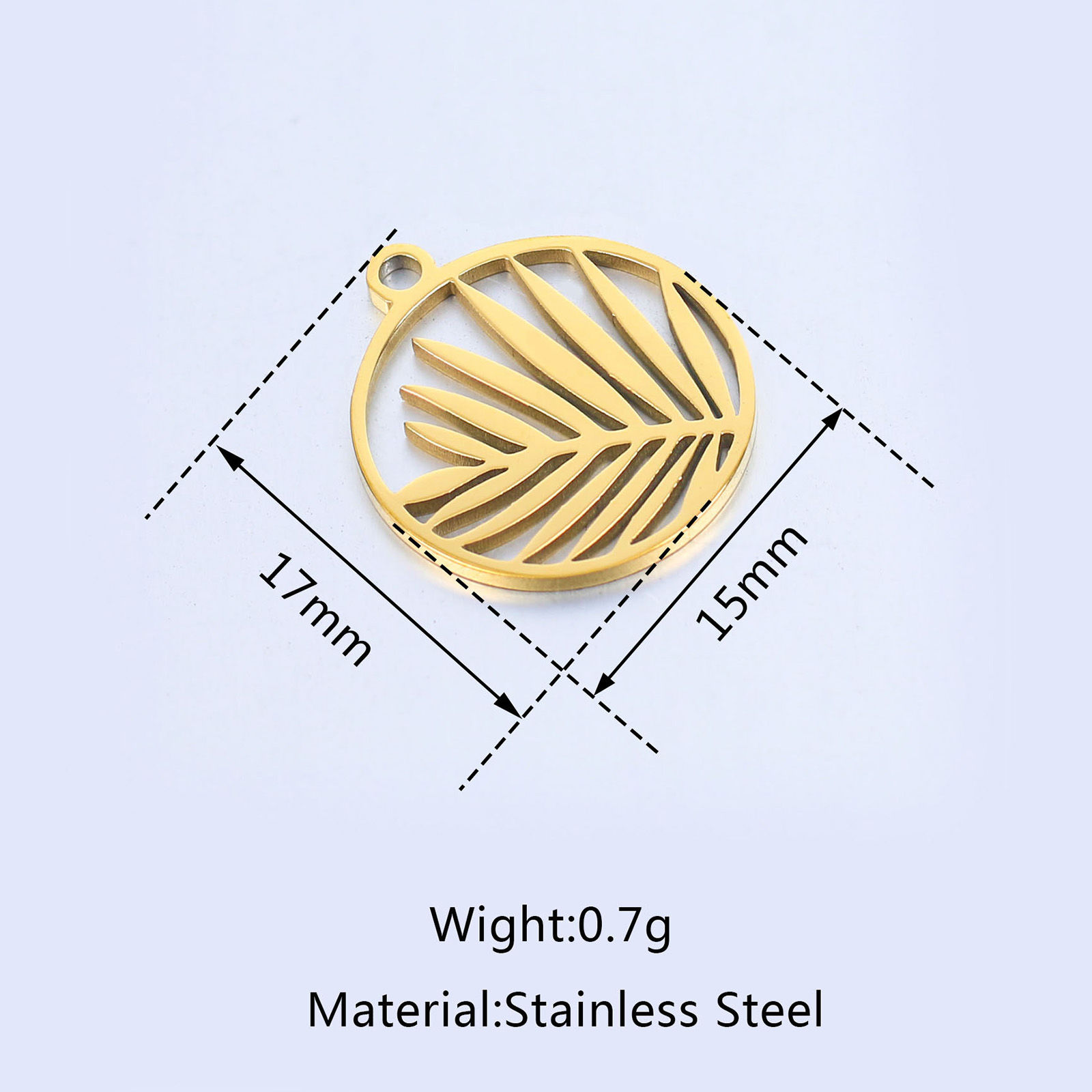 Picture of 304 Stainless Steel Charms Multicolor Round Leaf