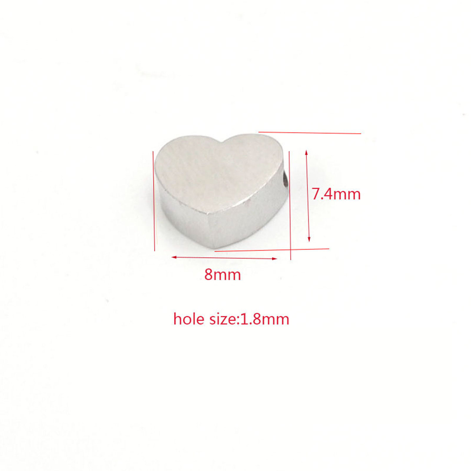 Picture of 304 Stainless Steel Valentine's Day Beads Heart Multicolor Polished
