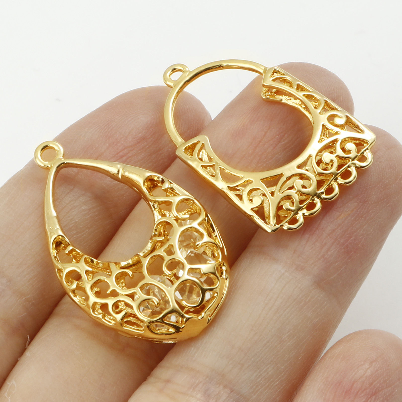 Picture of Brass Pendants Real Gold Plated Filigree 2 PCs