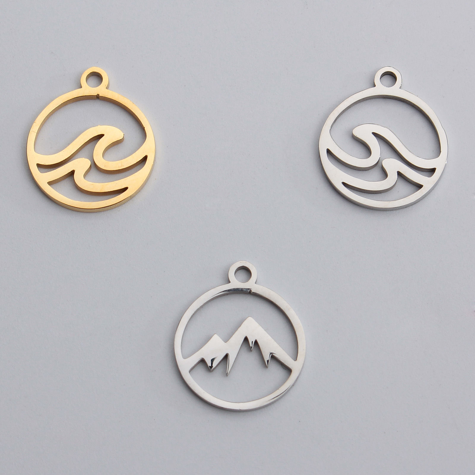 Picture of Stainless Steel Charms Multicolor Round Hollow