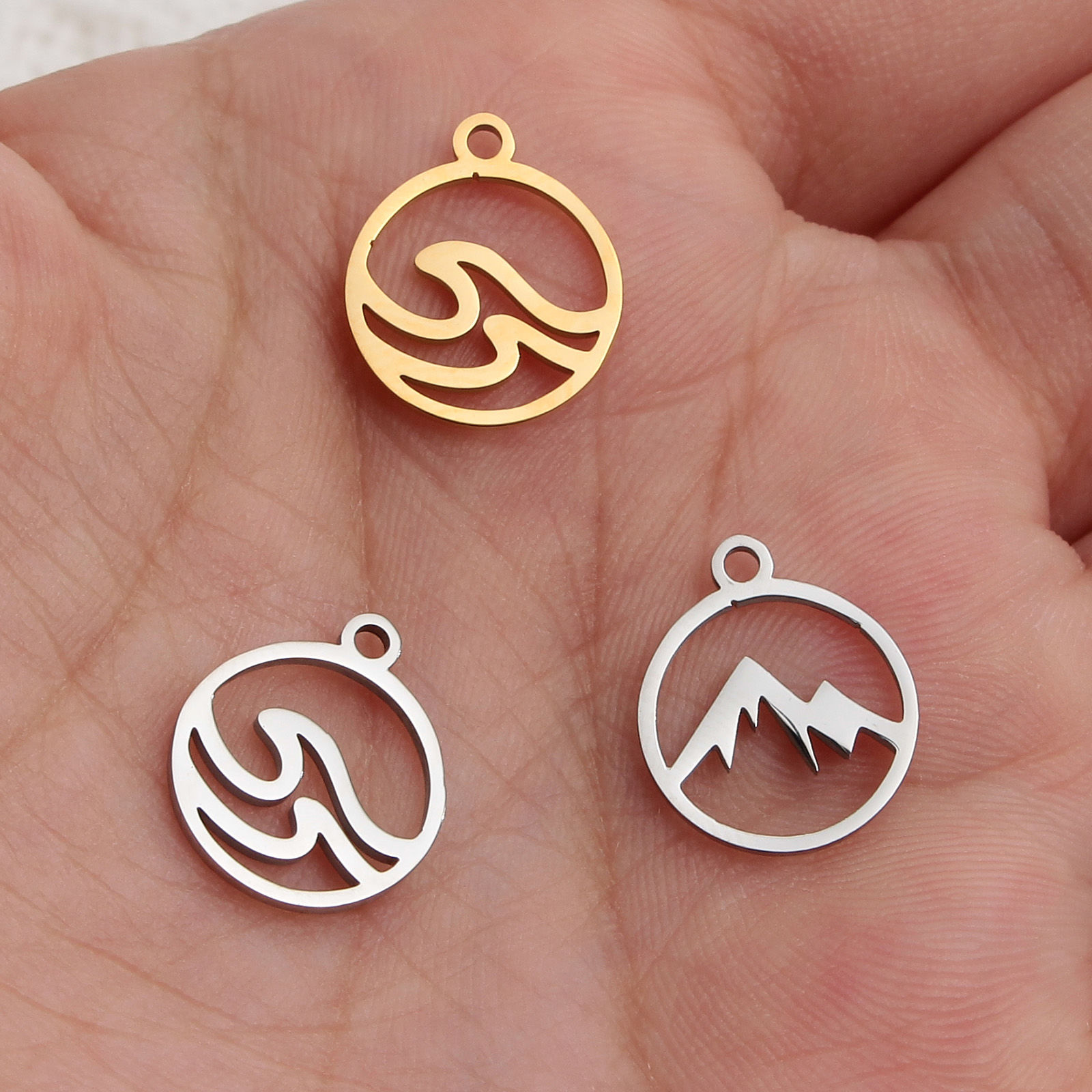 Picture of Stainless Steel Charms Multicolor Round Hollow