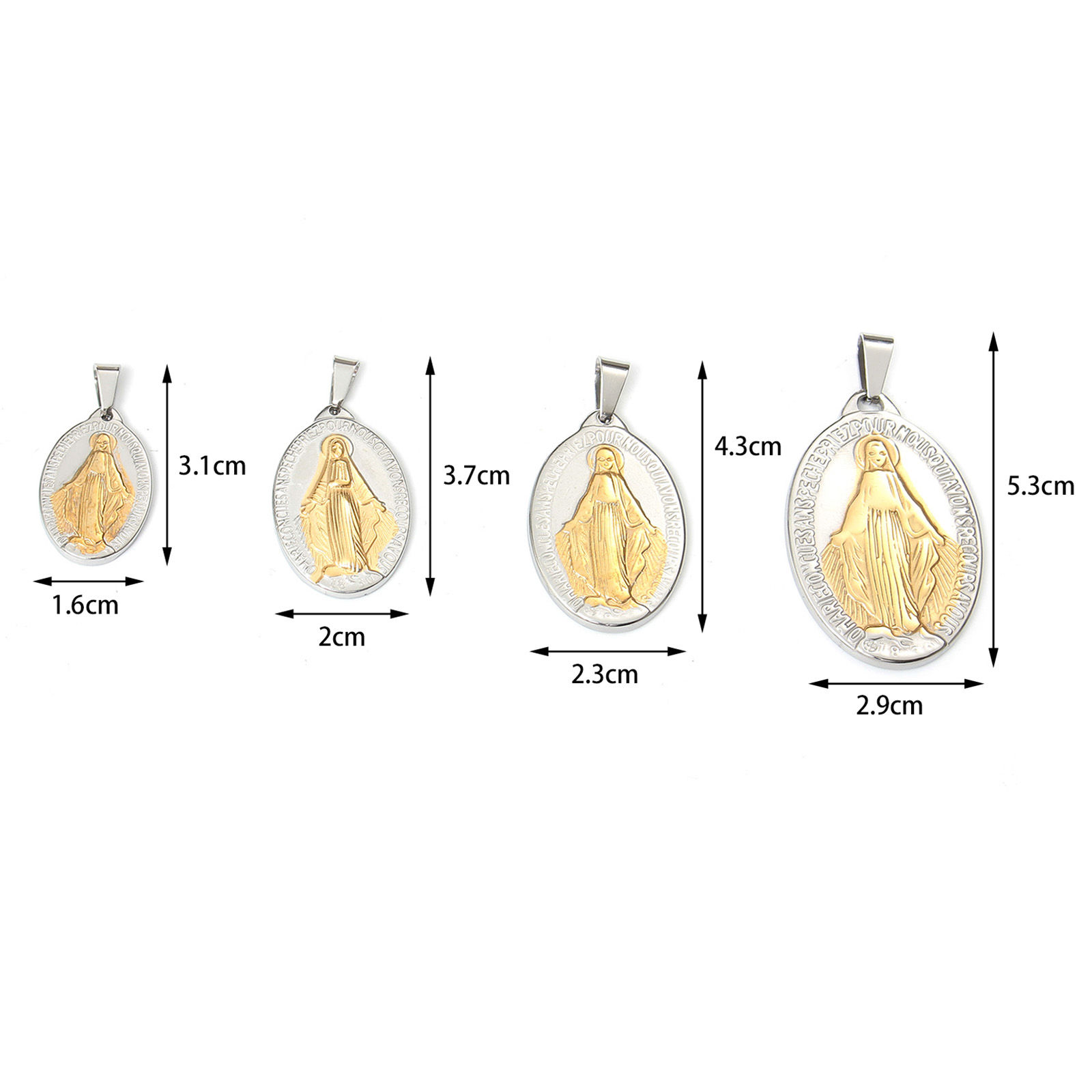 Picture of Stainless Steel Religious Charm Pendant Multicolor Oval Virgin Mary