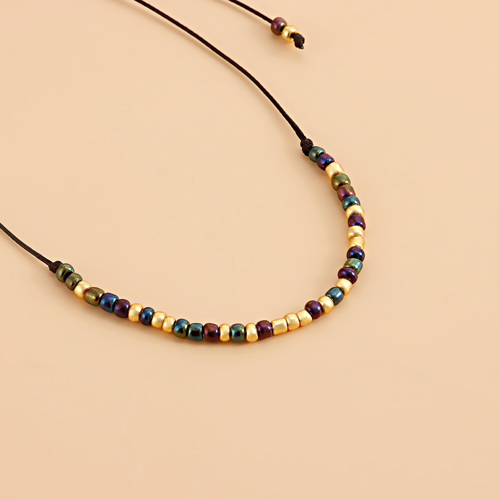 Picture of Acrylic Boho Chic Bohemia Dainty Bracelets Delicate Bracelets Beaded Bracelet Gold Plated Multicolor Round Adjustable