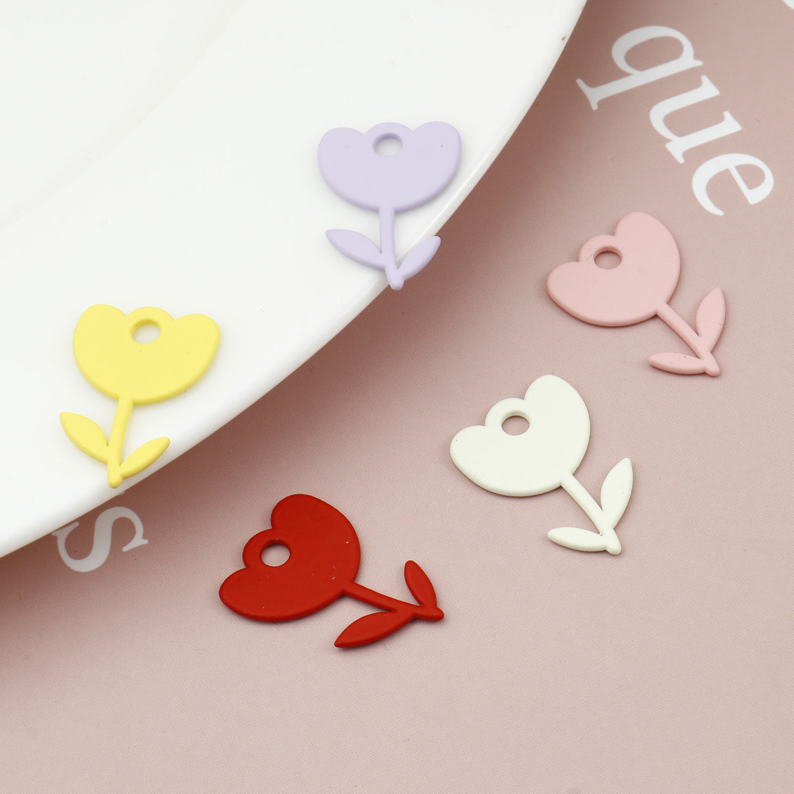 Picture of Zinc Based Alloy Flora Collection Charms Tulip Flower Multicolor Painted 23mm x 16mm, 10 PCs