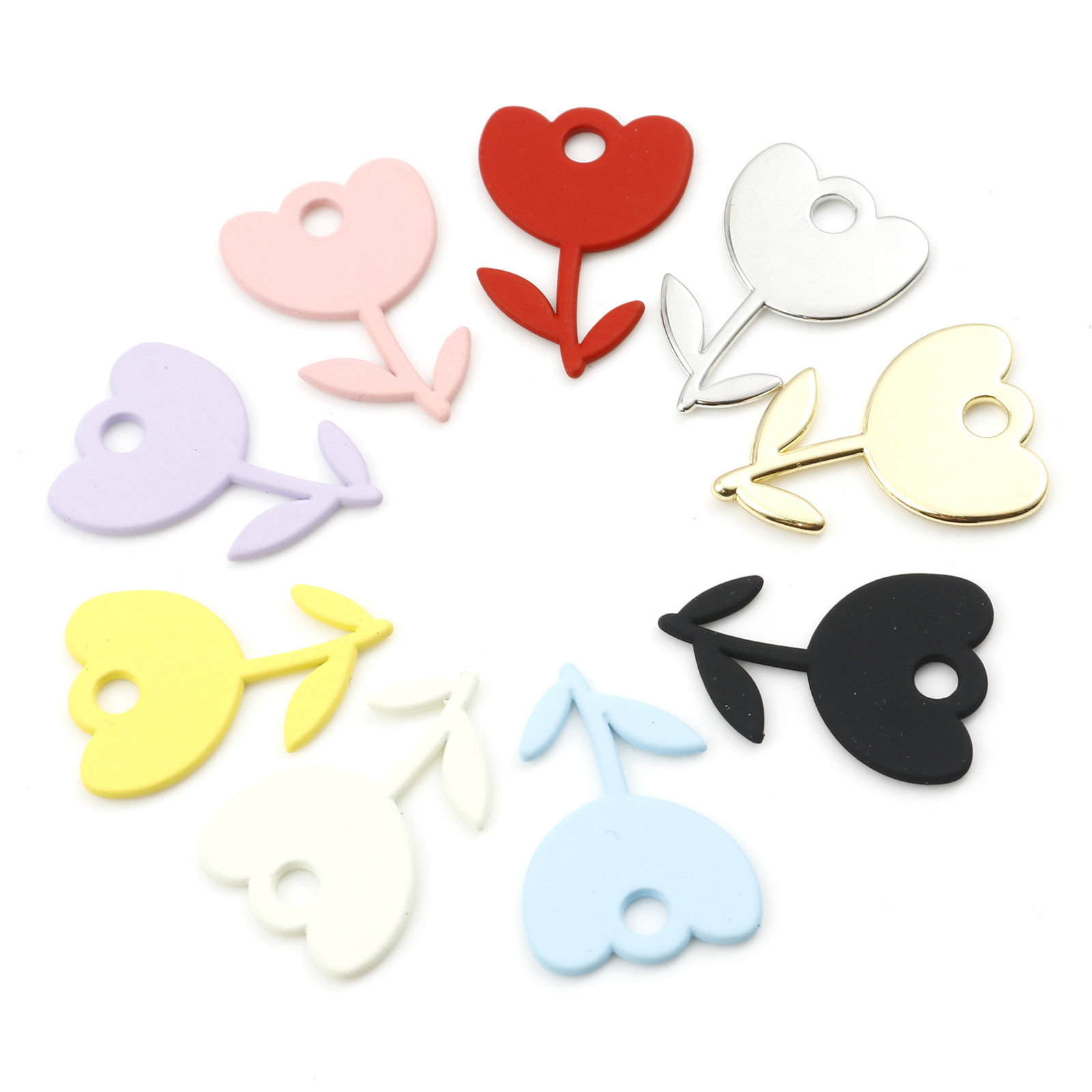 Picture of Zinc Based Alloy Flora Collection Charms Tulip Flower Multicolor Painted 23mm x 16mm, 10 PCs