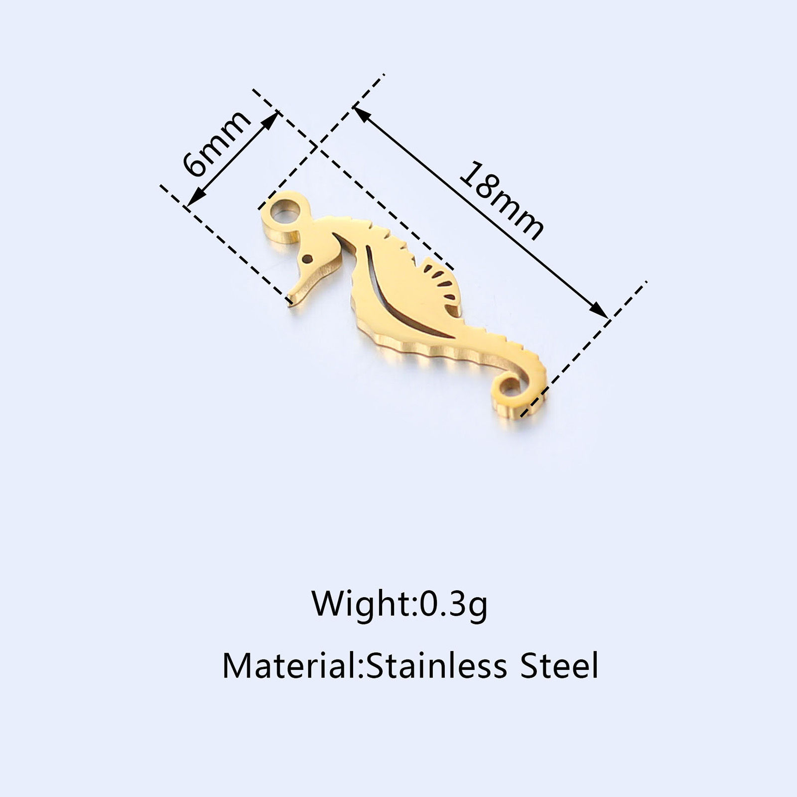 Picture of 304 Stainless Steel Ocean Jewelry Charms Multicolor Seahorse Animal Polished 18mm x 6mm