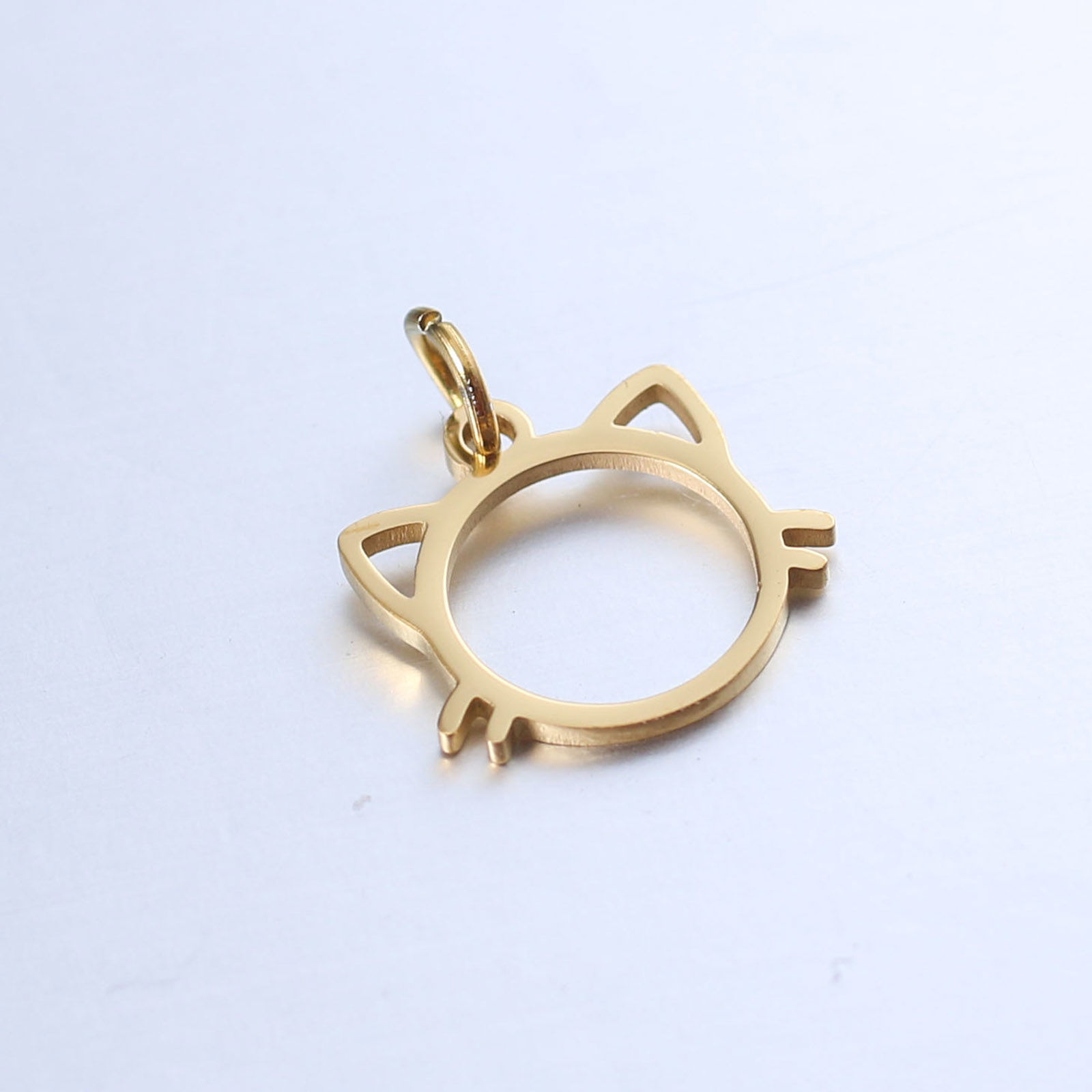 Picture of 304 Stainless Steel Pet Silhouette Charms Multicolor Cat Animal Hollow