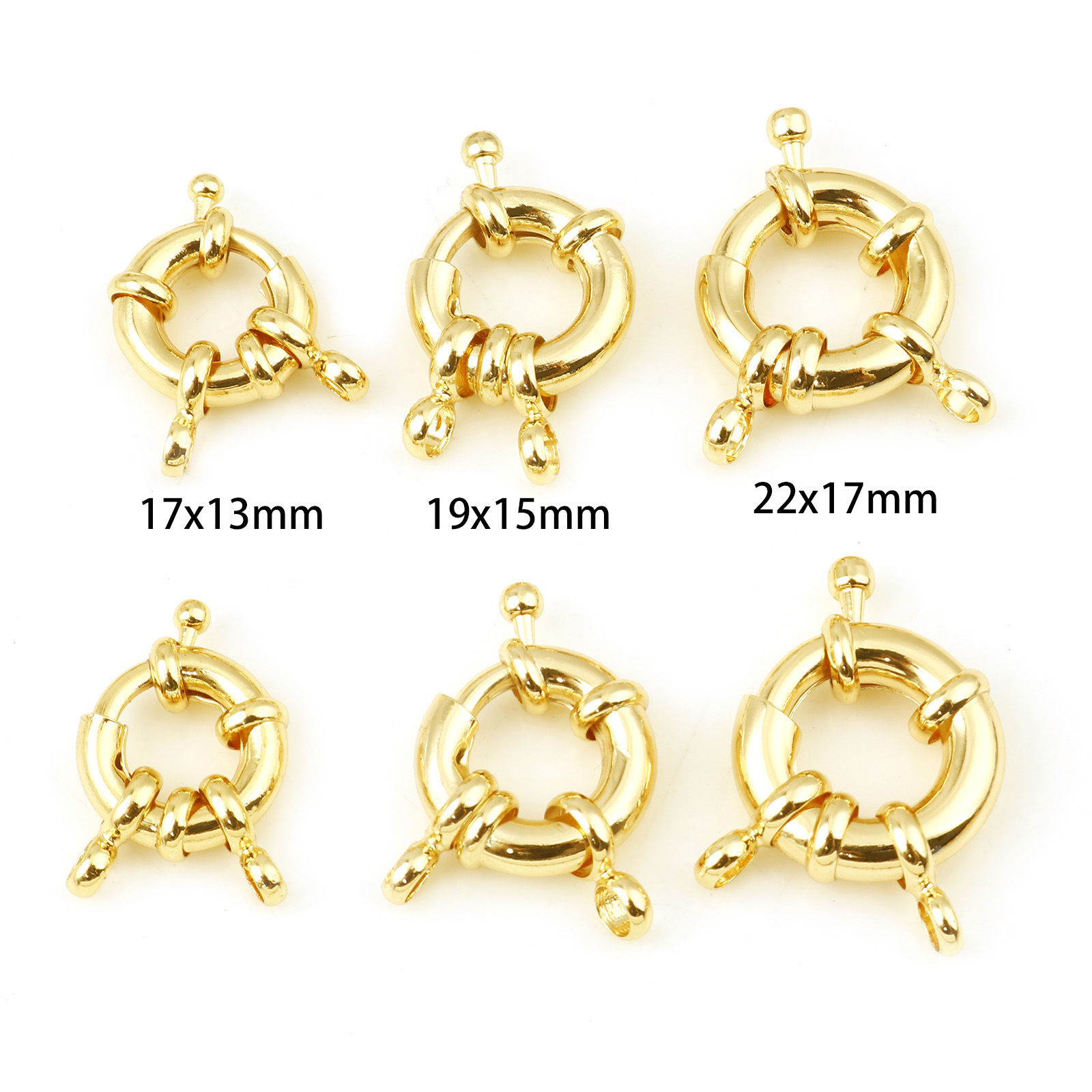 Picture of Hypoallergenic Brass Spring Ring Clasps Round Disc Real Gold Plated