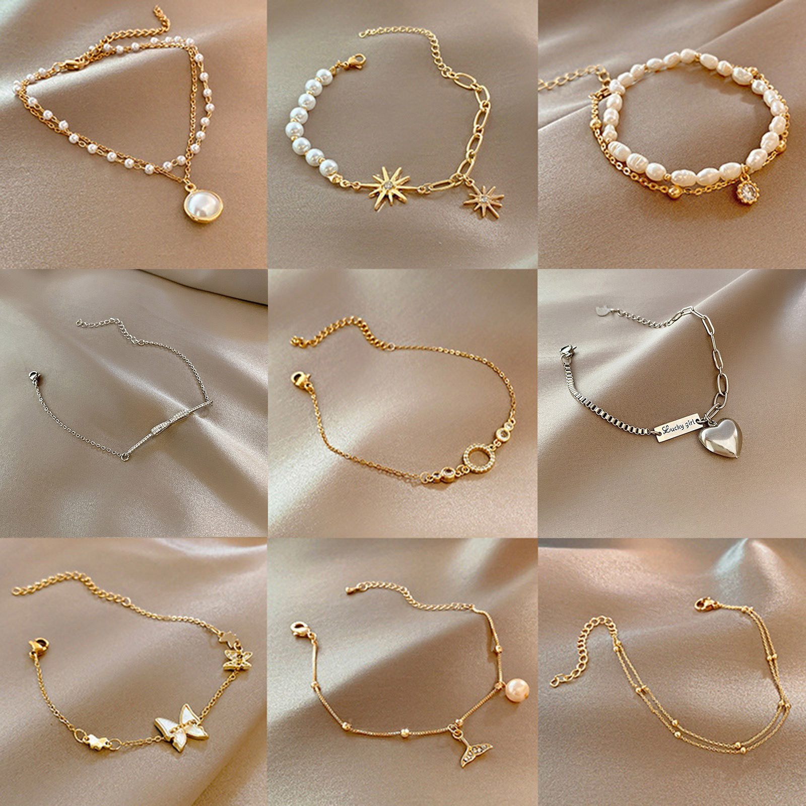 Imagen de 1 Unidad Latón Exquisito Pulseras Multicolor Estrella de David Hexagrama Nudo Mariposa