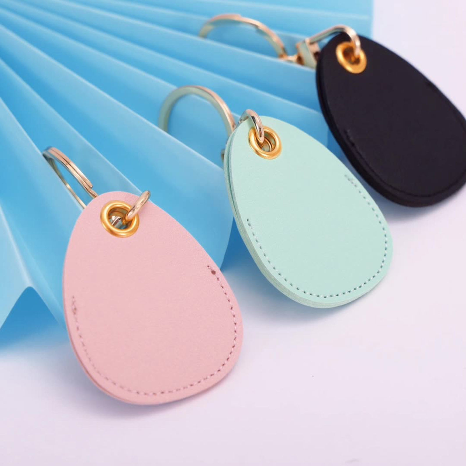 Picture of PU Leather Simple Keychain & Keyring Gold Plated Multicolor Drop