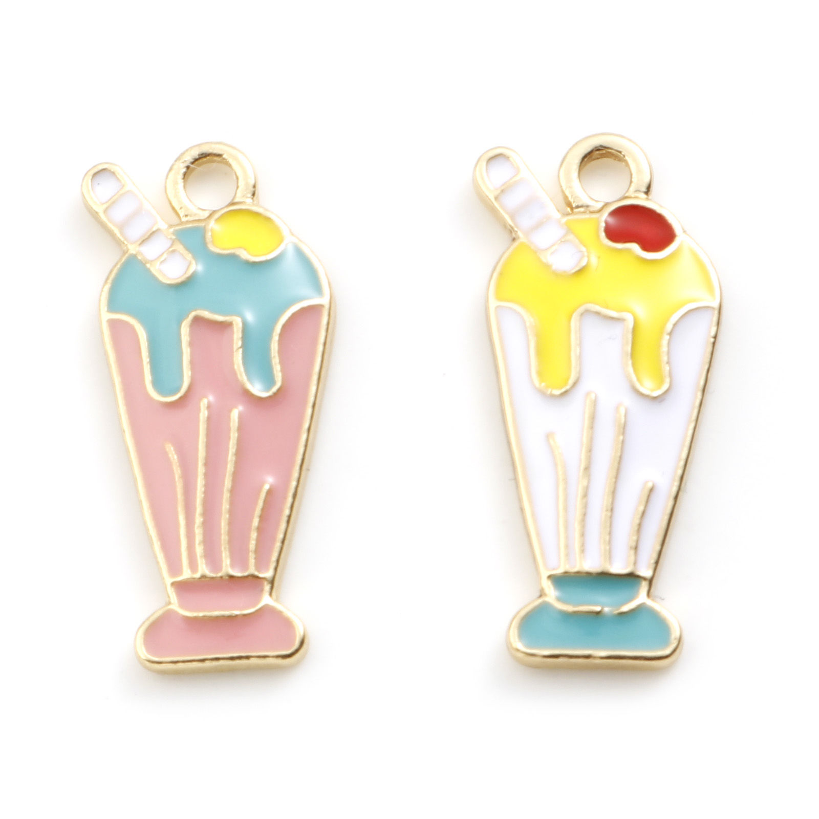 Picture of Zinc Based Alloy Charms Gold Plated Multicolor Cup Beverages Enamel