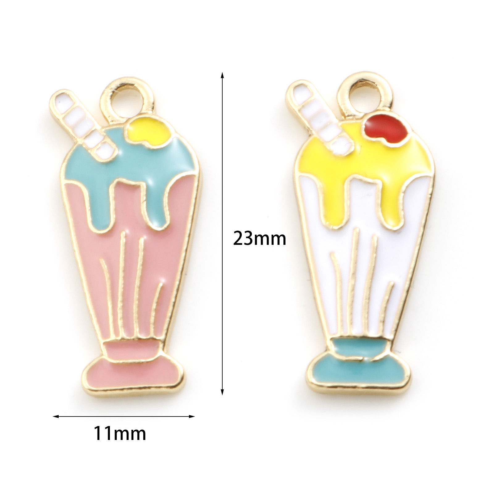 Picture of Zinc Based Alloy Charms Gold Plated Multicolor Cup Beverages Enamel