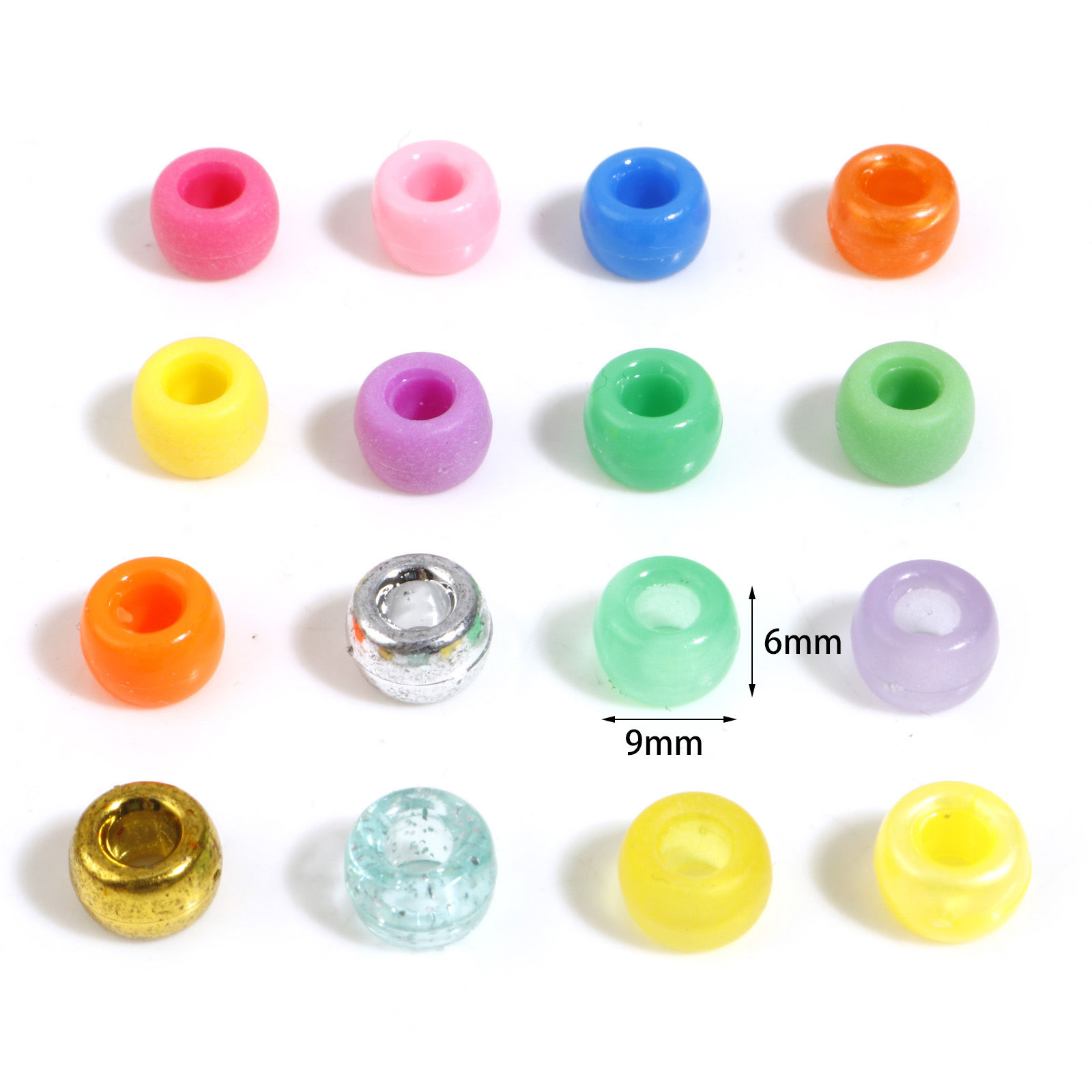 Bild von Acryl Haarflechten Dreadlock Perlen Trommel Zufällig Mix 9mm x 6mm, 500 Stück