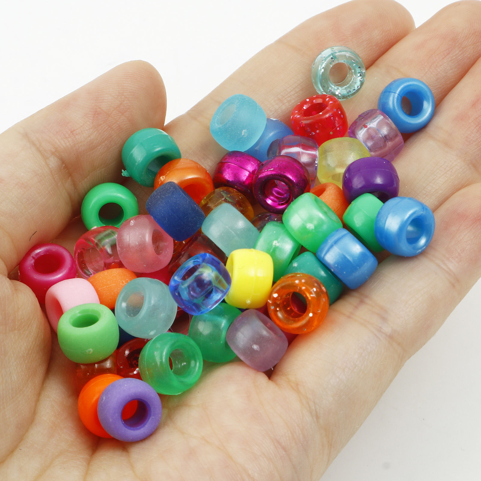 Bild von Acryl Haarflechten Dreadlock Perlen Trommel Zufällig Mix 9mm x 6mm, 500 Stück