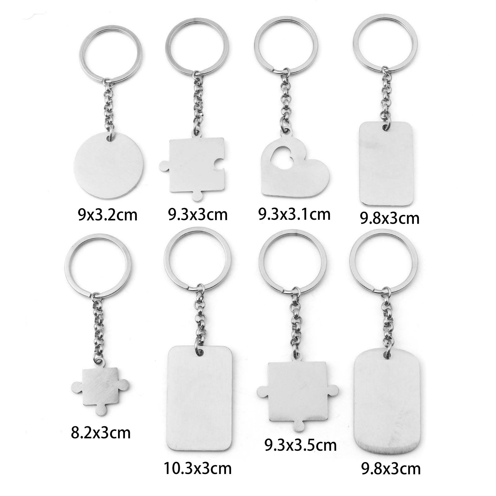 Picture of 304 Stainless Steel Keychain & Keyring Silver Tone Geometric Blank Stamping Tags Two Sides