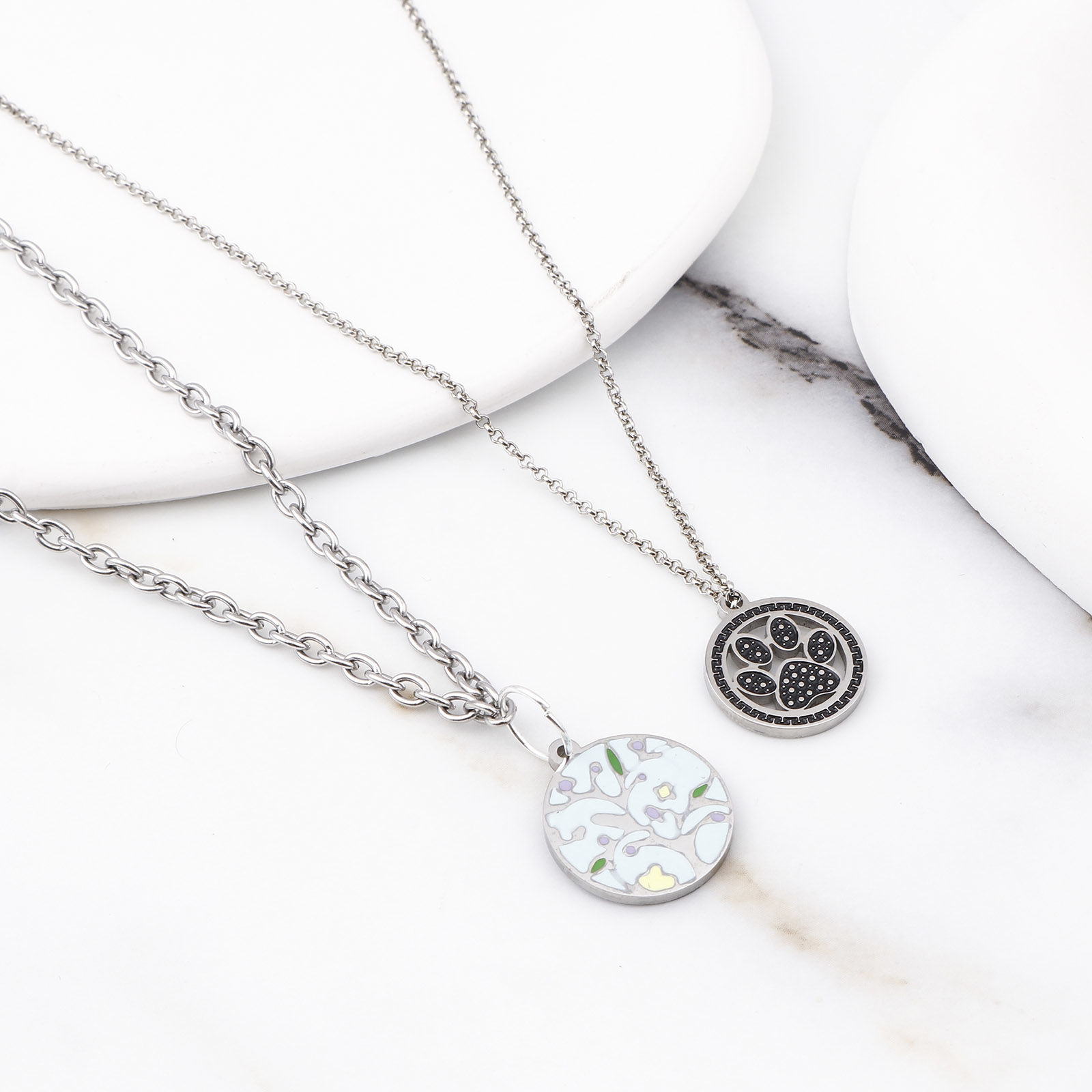 Picture of 304 Stainless Steel Charms Silver Tone Multicolor Heart Tree Enamel