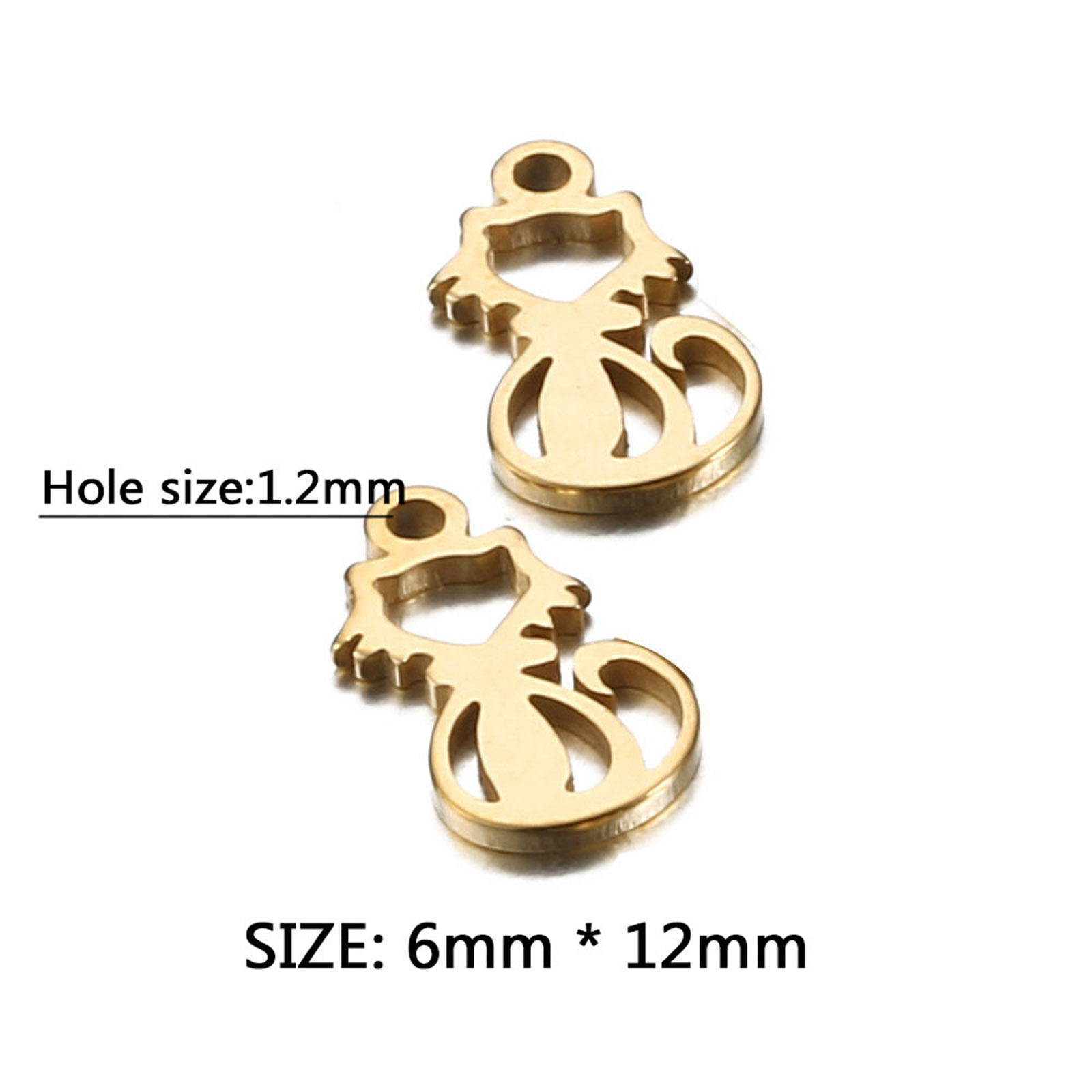 Picture of 202 Stainless Steel Pet Silhouette Charms Multicolor Cat Animal Hollow 12mm x 6mm