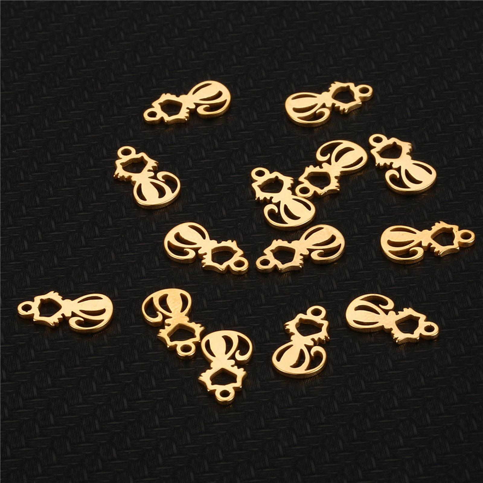 Picture of 202 Stainless Steel Pet Silhouette Charms Multicolor Cat Animal Hollow 12mm x 6mm