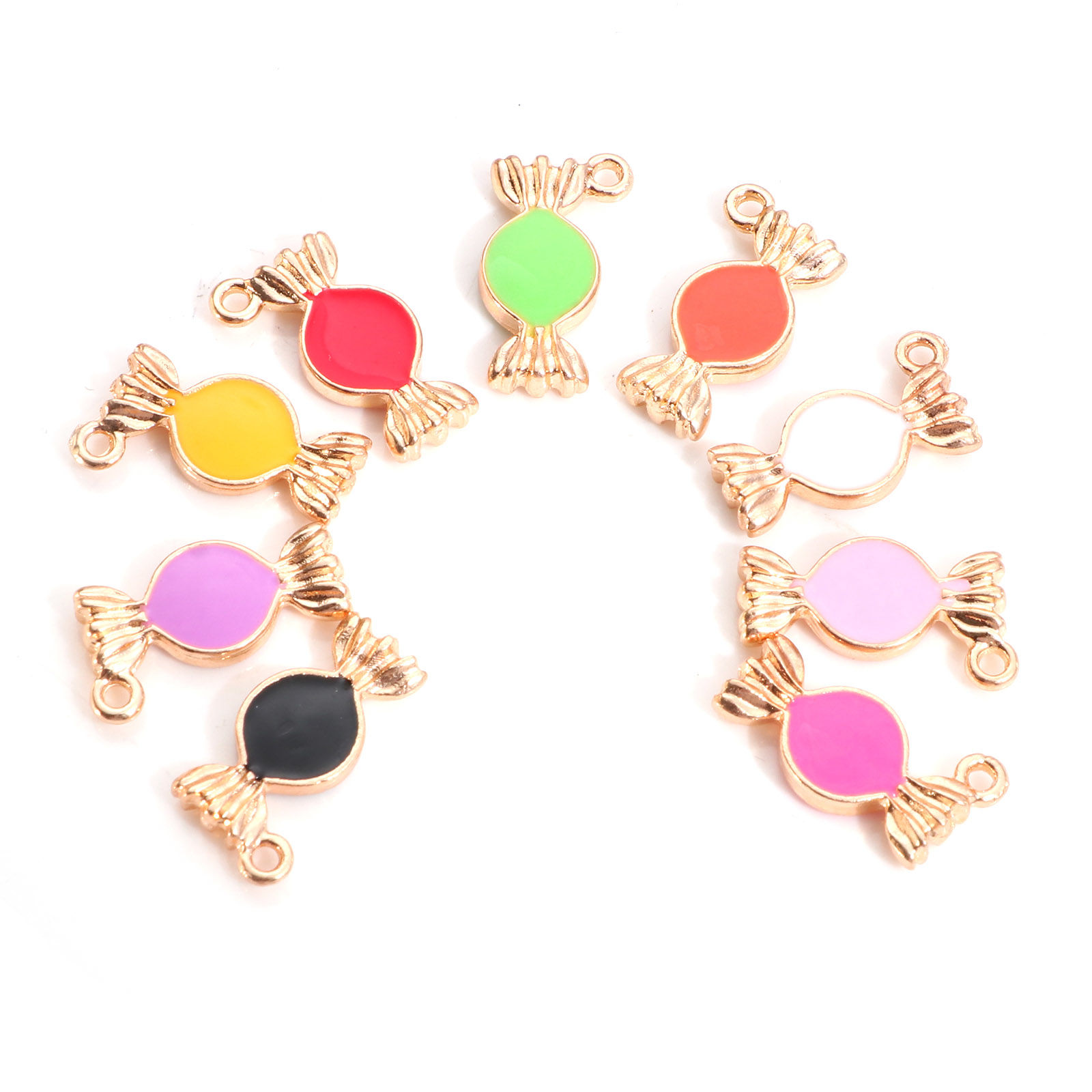 Picture of Zinc Based Alloy Charms Gold Plated Multicolor Candy Double Sided Enamel 18mm x 10mm