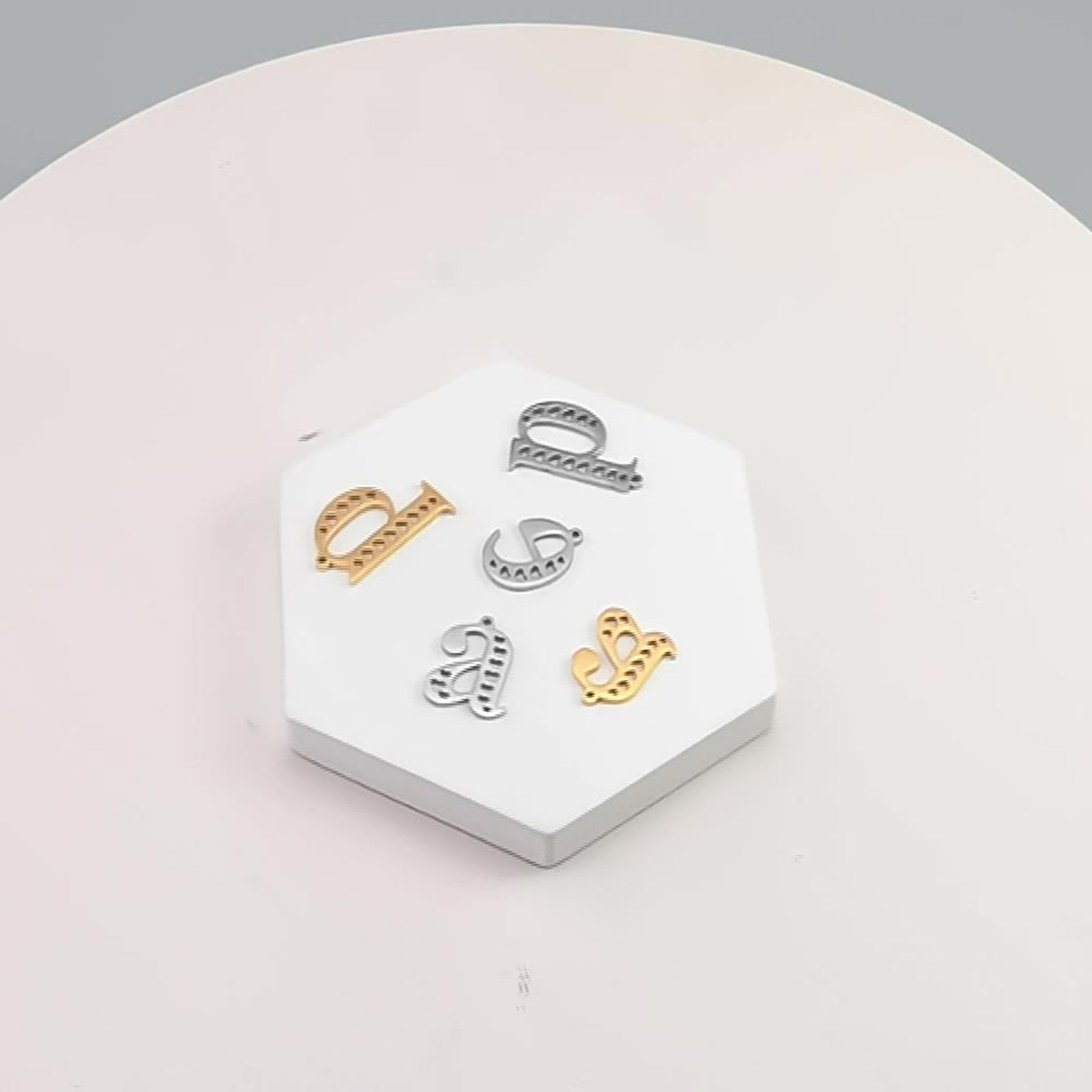 Picture of 304 Stainless Steel Charms Multicolor Lowercase Letter Heart Hollow