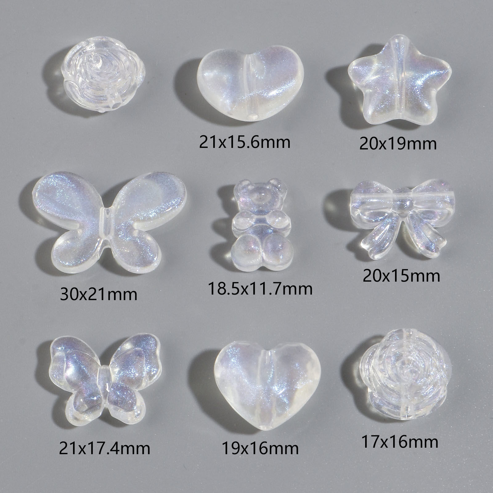 Picture of Acrylic Beads Transparent Clear AB Rainbow Color Butterfly Animal Heart Glitter