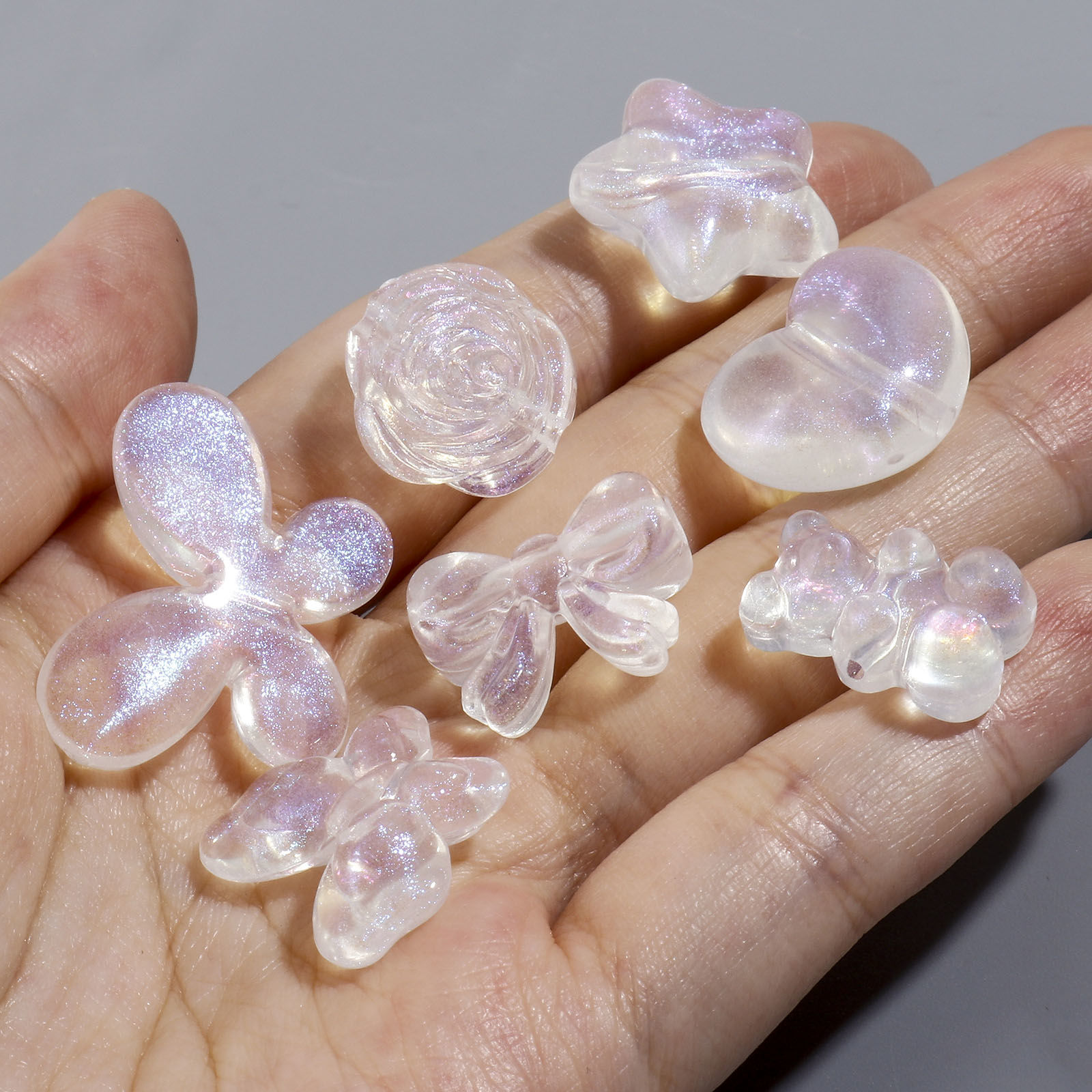 Picture of Acrylic Beads Transparent Clear AB Rainbow Color Butterfly Animal Heart Glitter