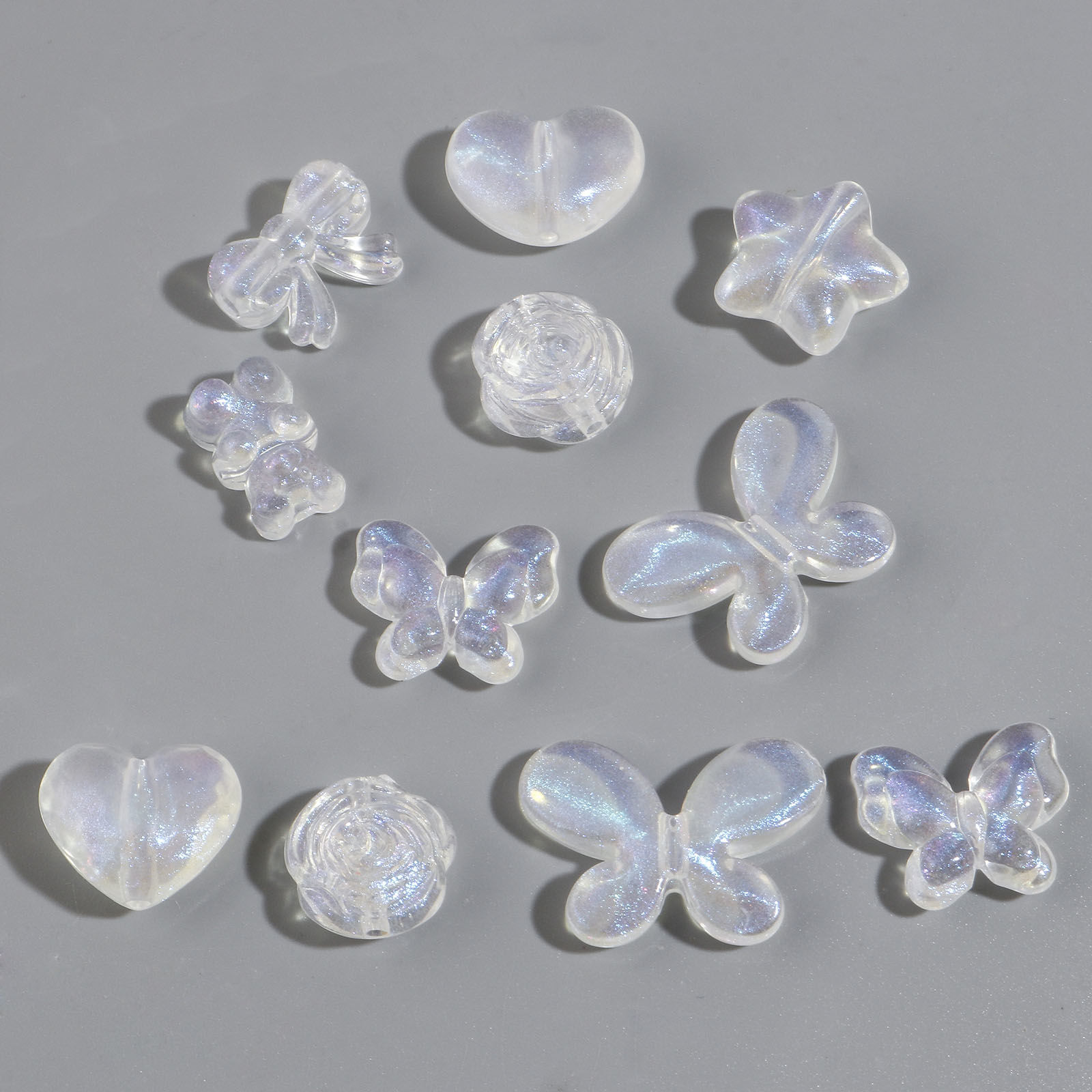 Picture of Acrylic Beads Transparent Clear AB Rainbow Color Butterfly Animal Heart Glitter