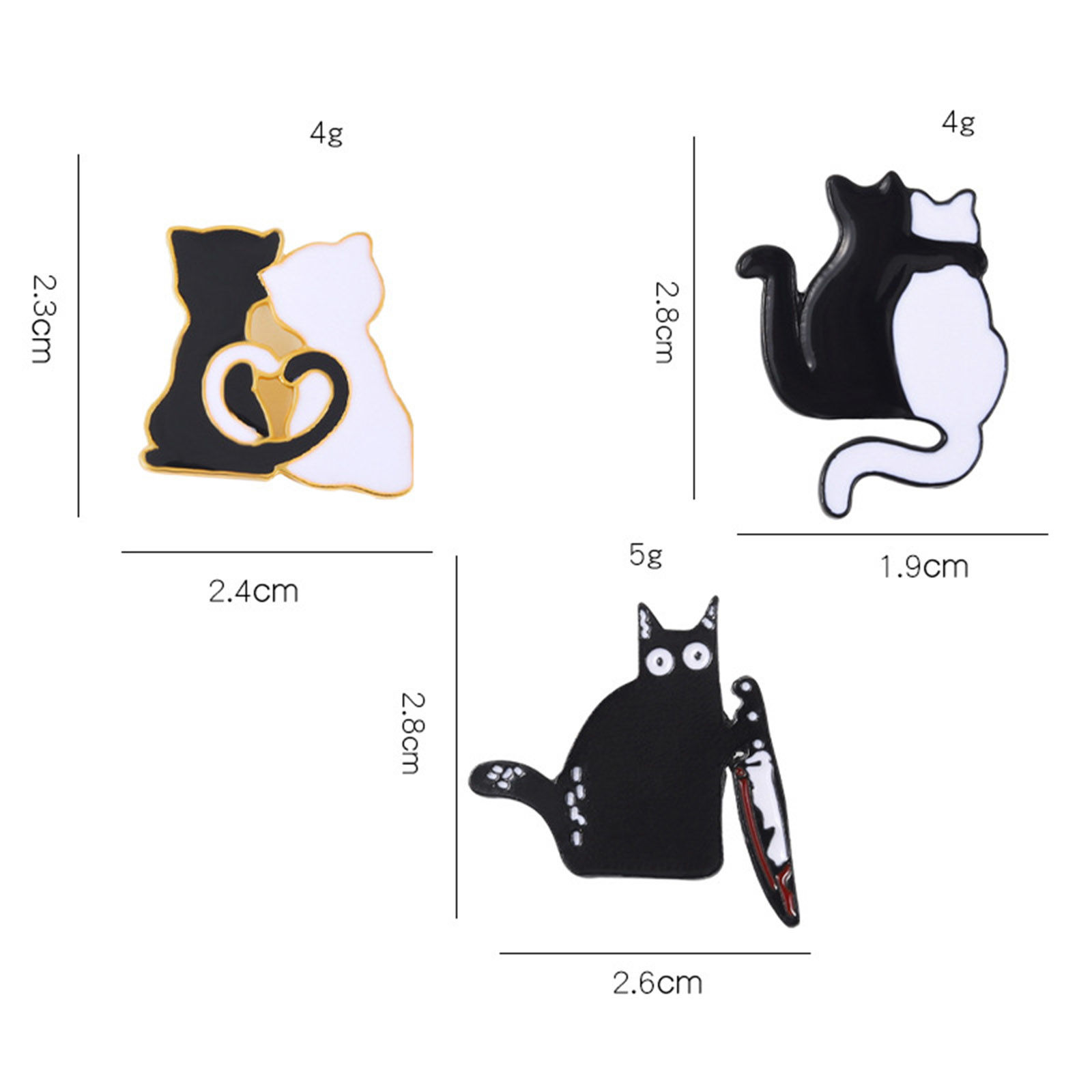Image de Broche Epingle Mignon Couteau Chats Multicolore Émail 1 Pièce
