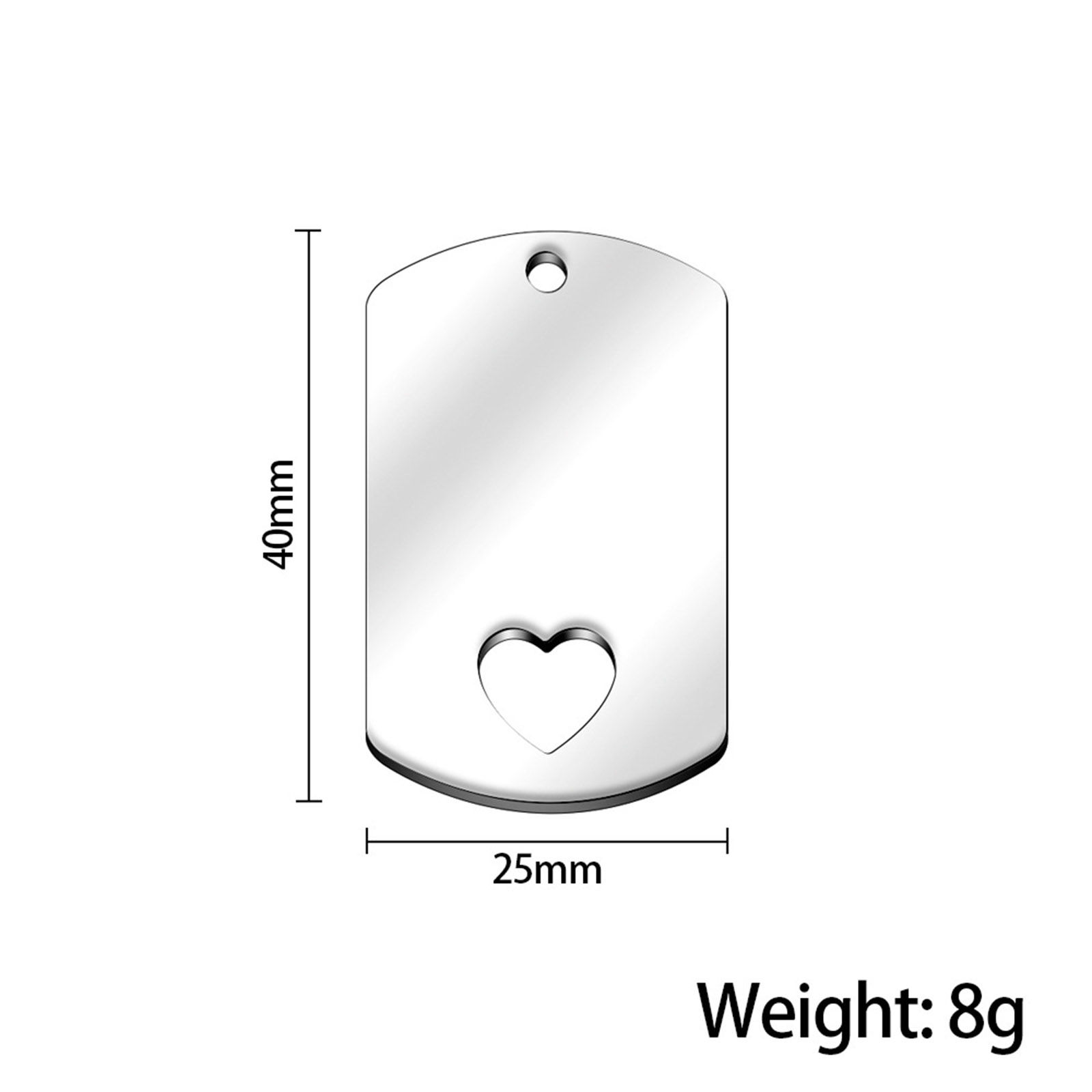 Picture of 304 Stainless Steel Valentine's Day Pendants Rectangle Heart Silver Tone Blank Stamping Tags Two Sides 40mm x 25mm