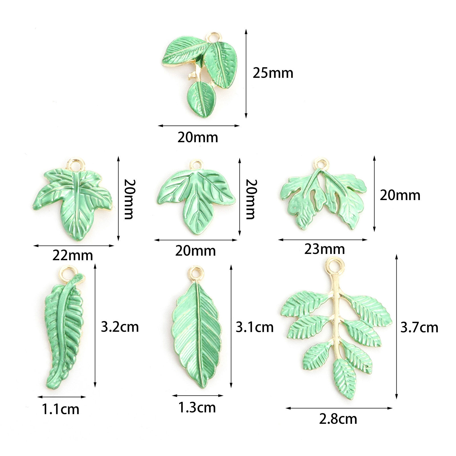 Picture of Zinc Based Alloy Leaf Gold Plated Green Painted