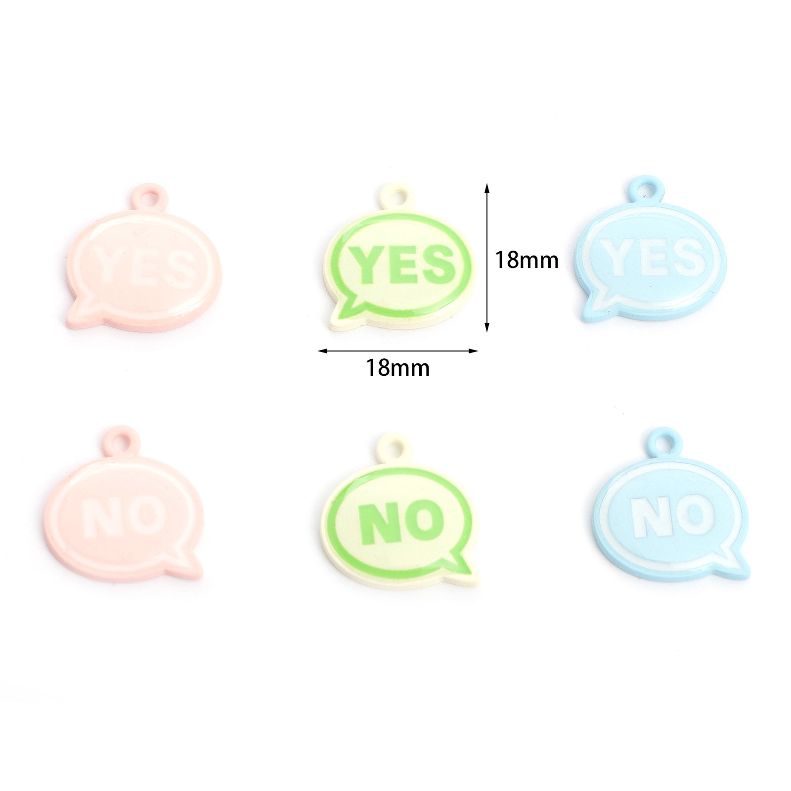 Picture of Zinc Based Alloy Charms Multicolor Dialog Box Word Message Painted 18mm x 18mm
