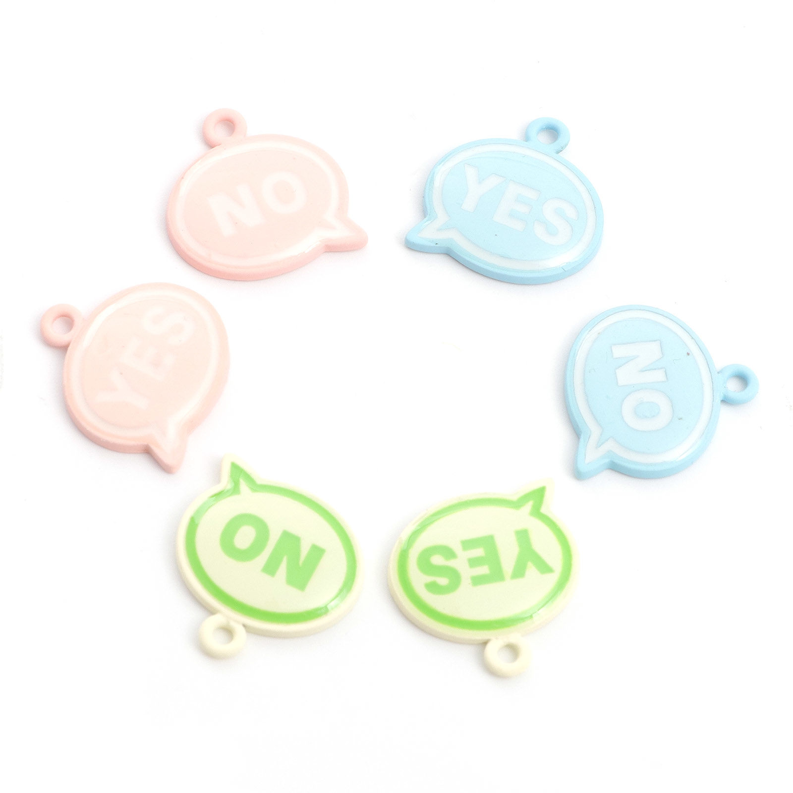 Picture of Zinc Based Alloy Charms Multicolor Dialog Box Word Message Painted 18mm x 18mm