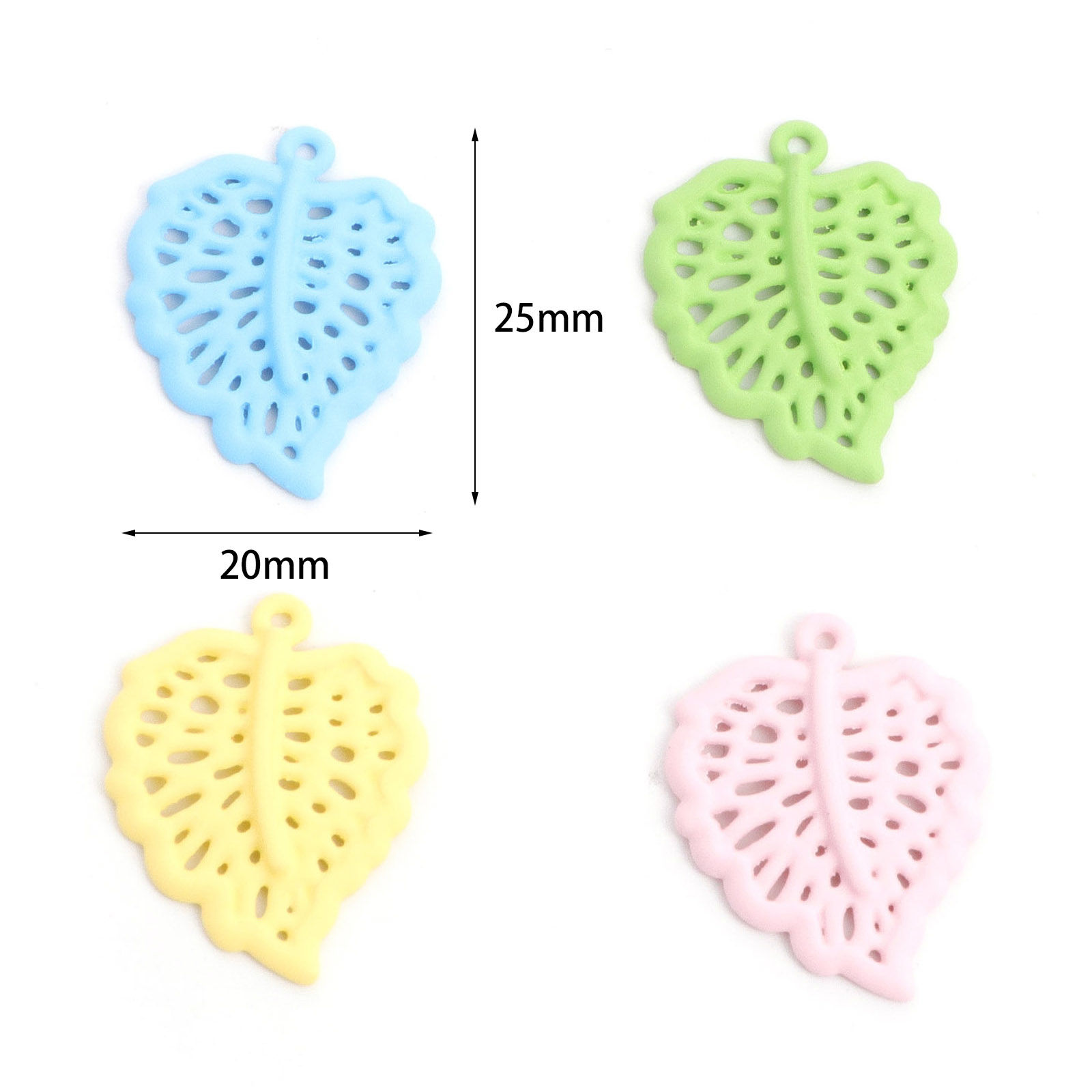 Bild von Zinklegierung Charms Blatt mehrfarbig lackiert 25 mm x 20 mm