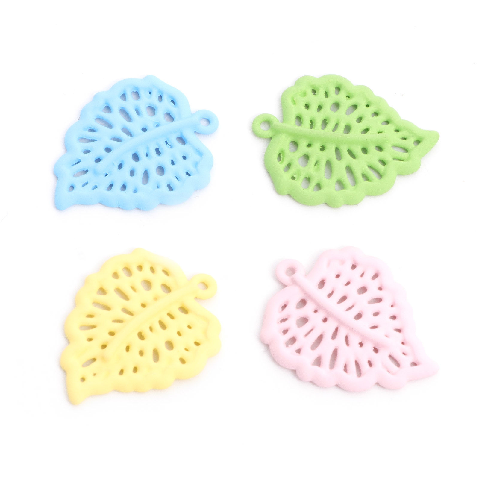 Bild von Zinklegierung Charms Blatt mehrfarbig lackiert 25 mm x 20 mm