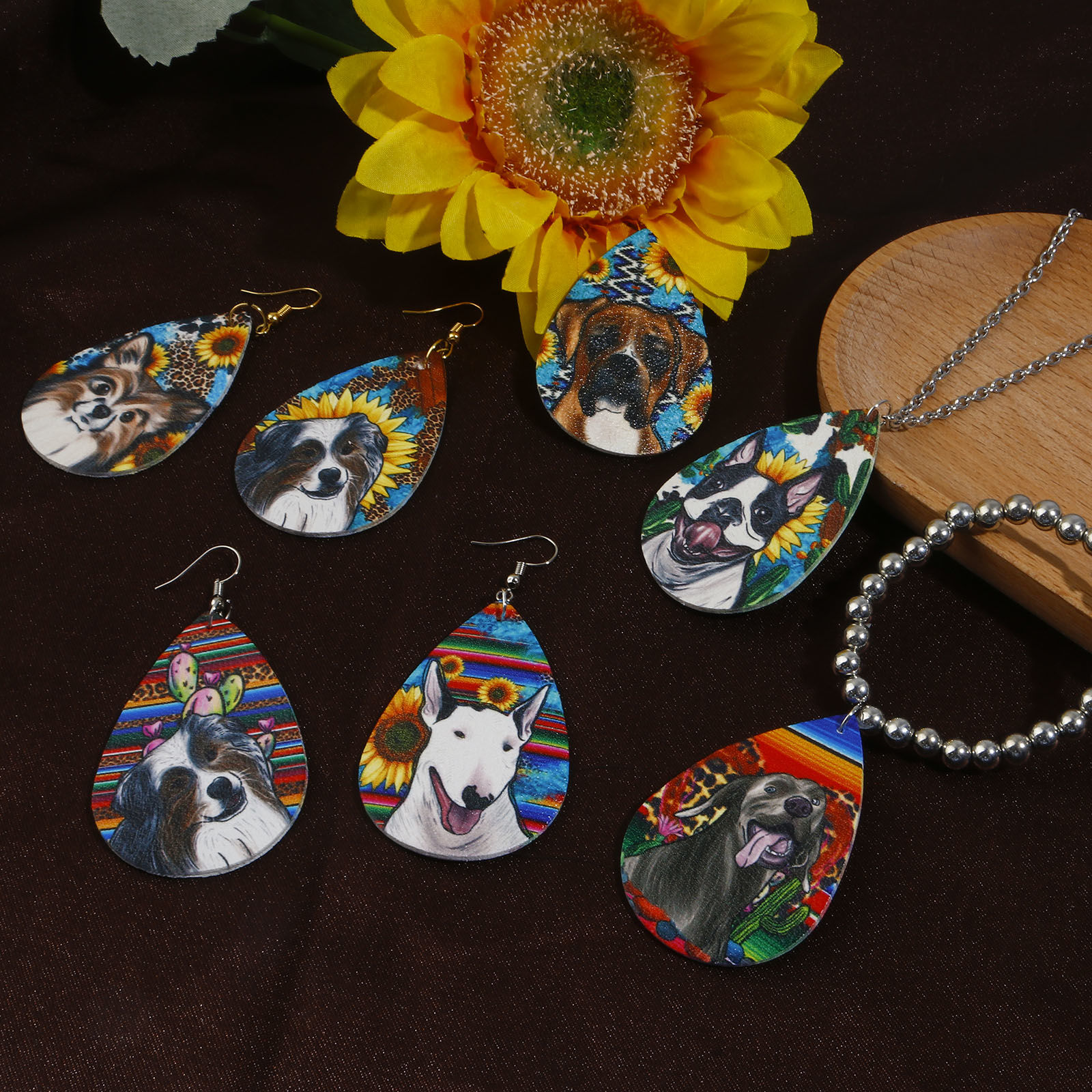 Picture of PU Leather Pet Memorial Pendants Drop Multicolor Dog 5.5cm x 3.8cm