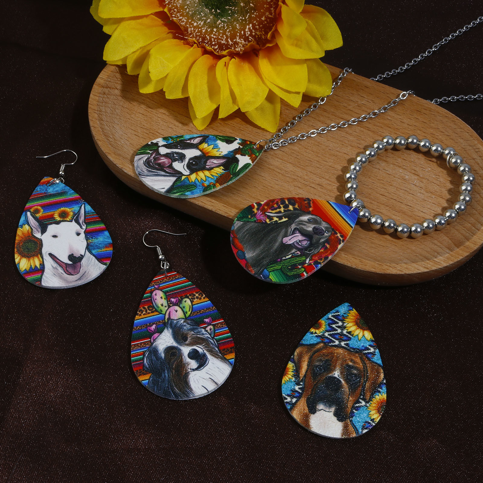 Picture of PU Leather Pet Memorial Pendants Drop Multicolor Dog 5.5cm x 3.8cm