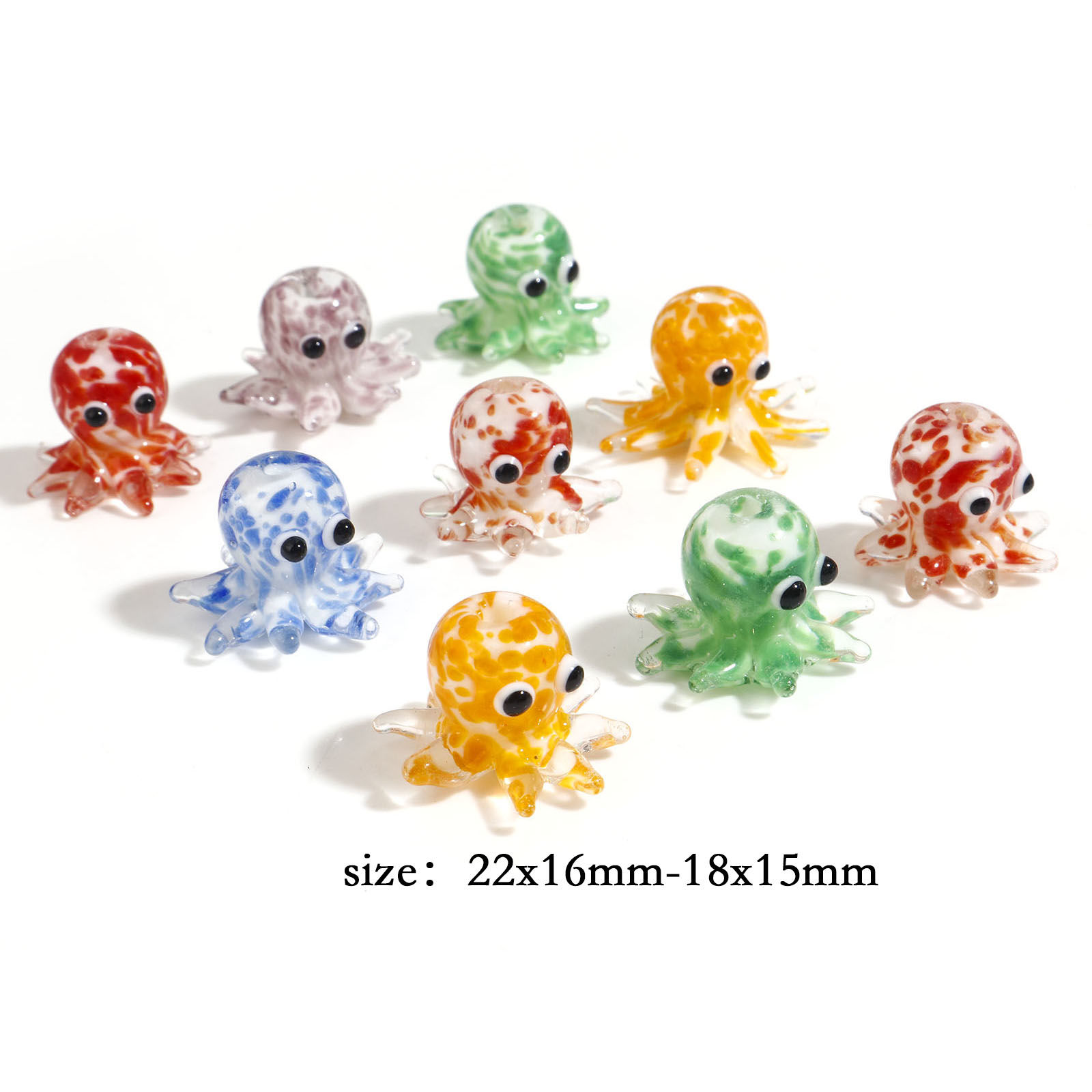 Bild von Muranoglas Ozean Schmuck Perlen Kraken Bunt Punkt ca 22mm x 16mm, Loch:ca. 1.8mm, 2 Stück
