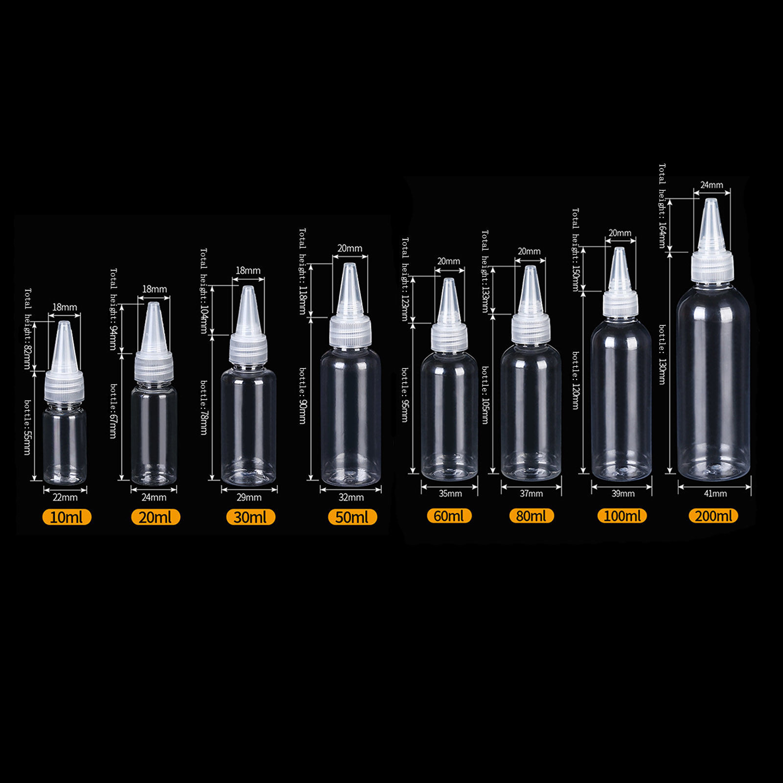 Picture of Empty Plastic Resin Jewelry Tools Glue Applicator Bottles Transparent Clear