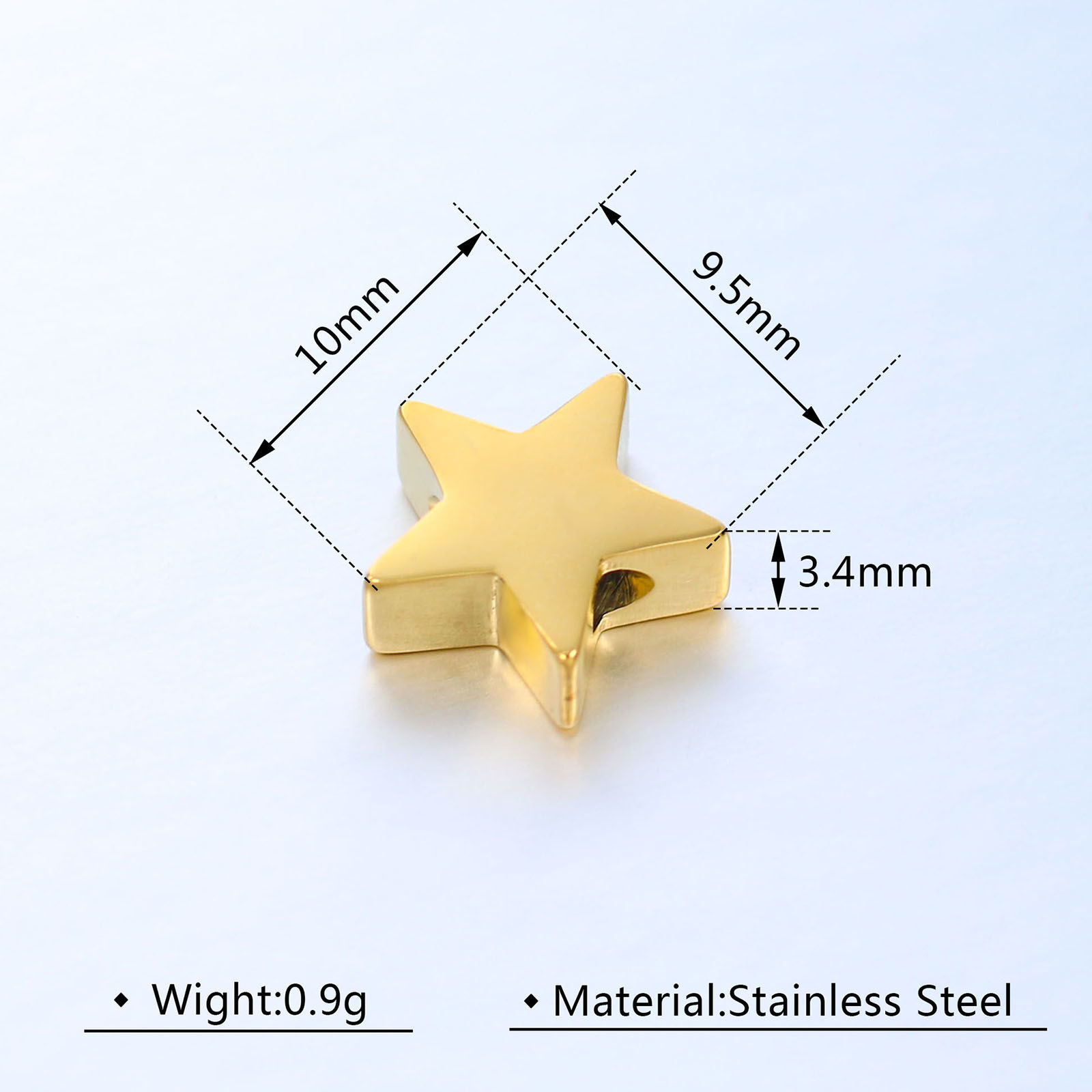 Picture of Stainless Steel Galaxy Beads Pentagram Star Multicolor Polished 10mm x 9.5mm