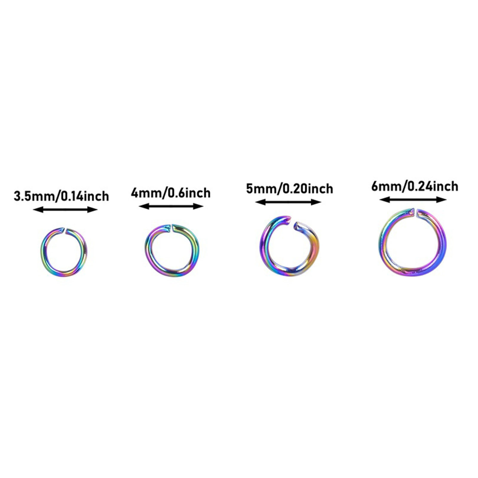 Picture of 100 PCs Vacuum Plating Stainless Steel Open Jump Rings Findings Round Multicolor