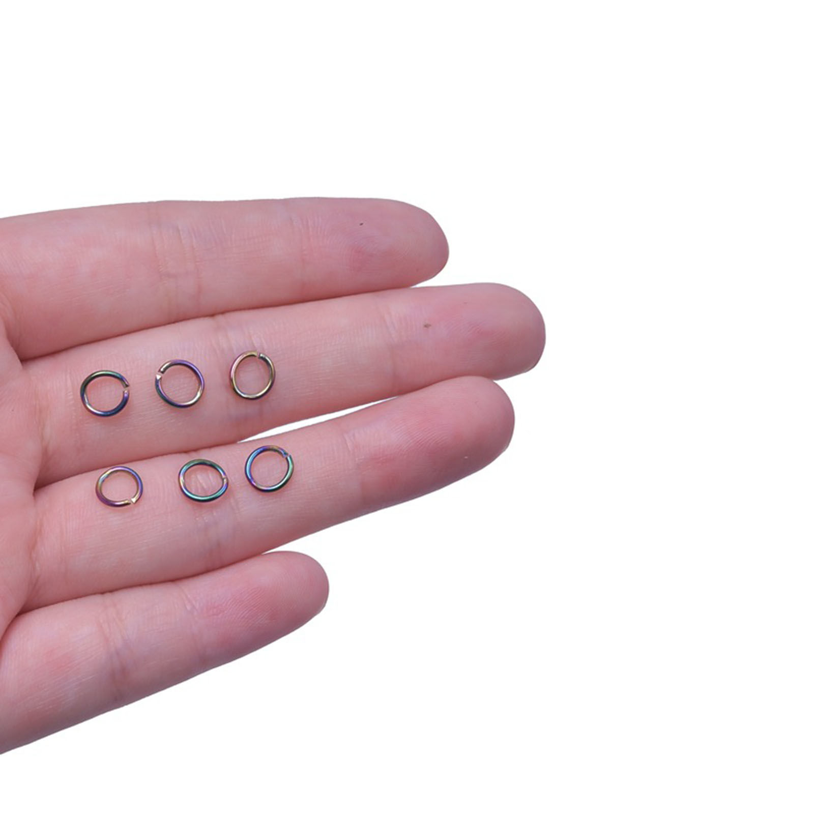 Picture of 100 PCs Vacuum Plating Stainless Steel Open Jump Rings Findings Round Multicolor