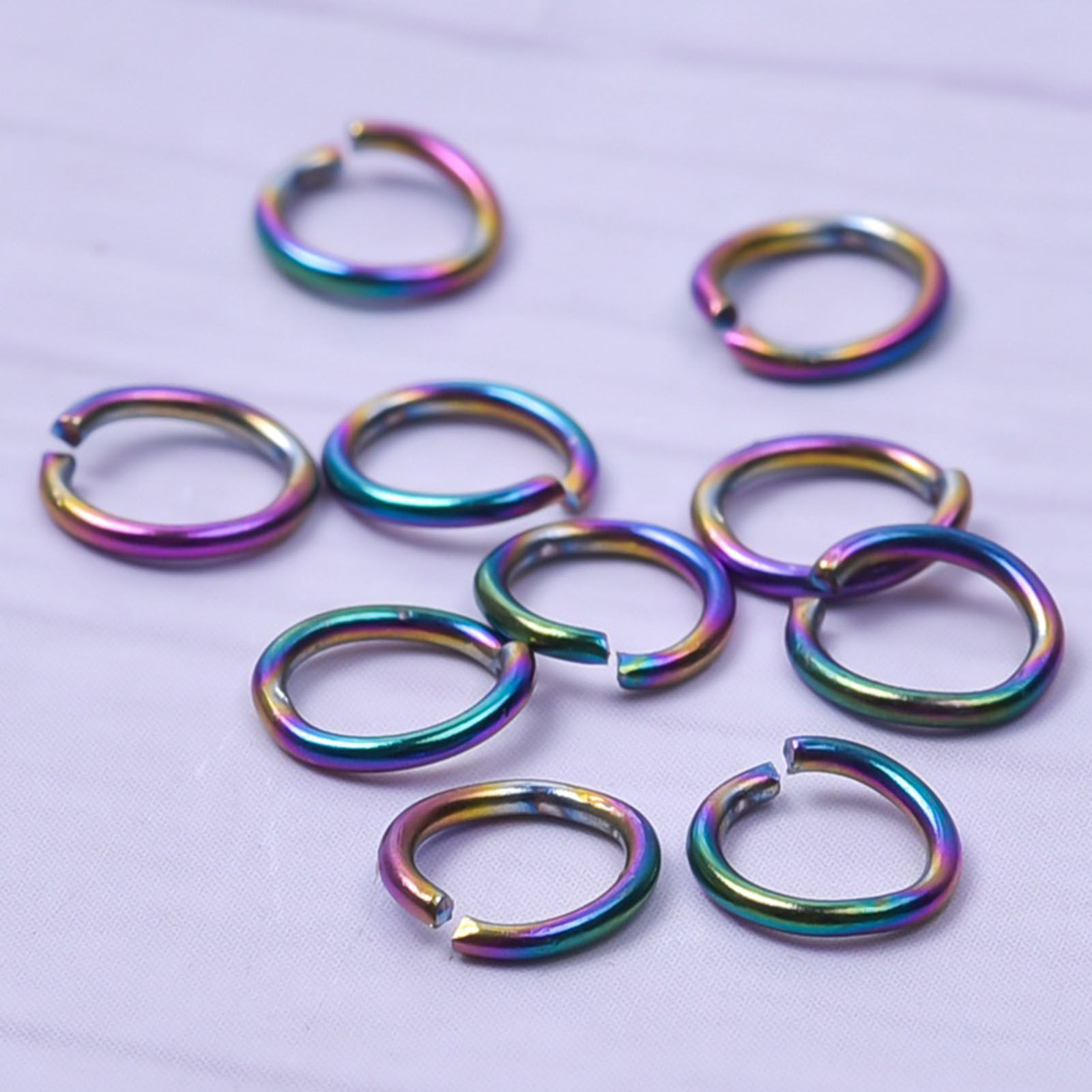 Picture of 100 PCs Vacuum Plating Stainless Steel Open Jump Rings Findings Round Multicolor