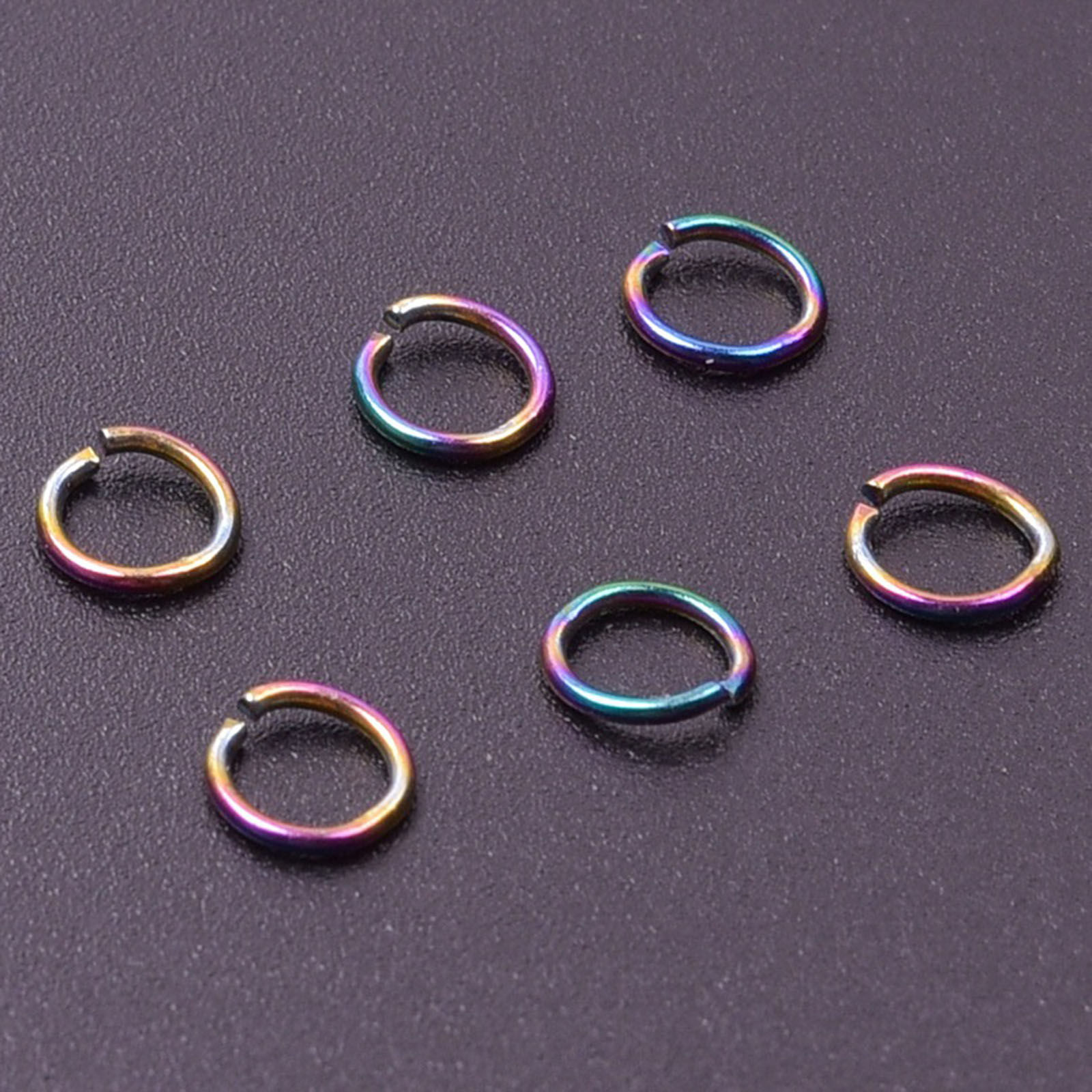 Picture of 100 PCs Vacuum Plating Stainless Steel Open Jump Rings Findings Round Multicolor