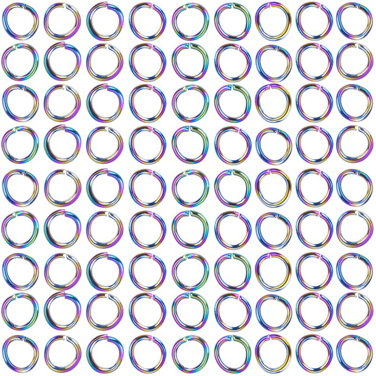 Picture of 100 PCs Vacuum Plating Stainless Steel Open Jump Rings Findings Round Multicolor