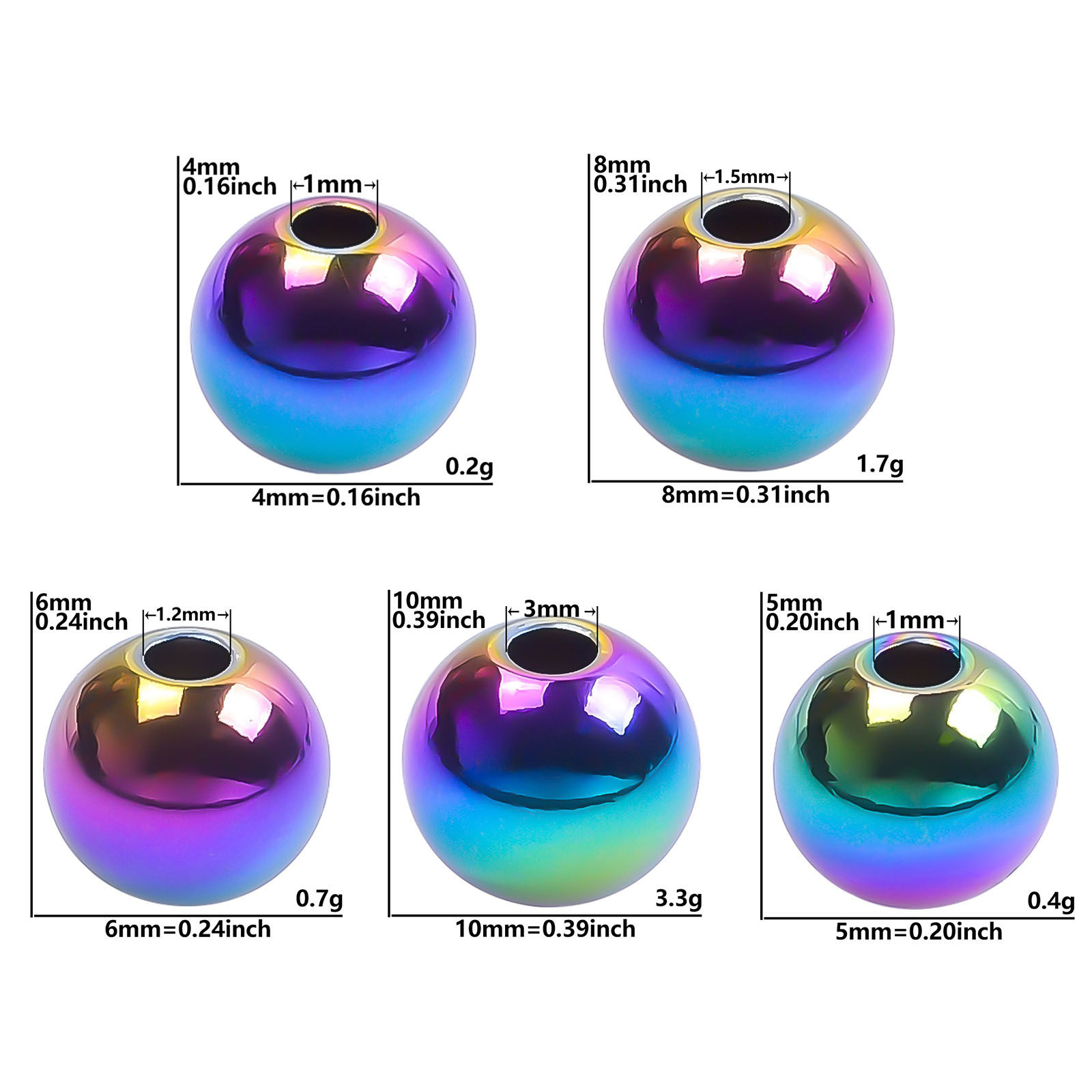 Picture of Stainless Steel Beads Round Multicolor